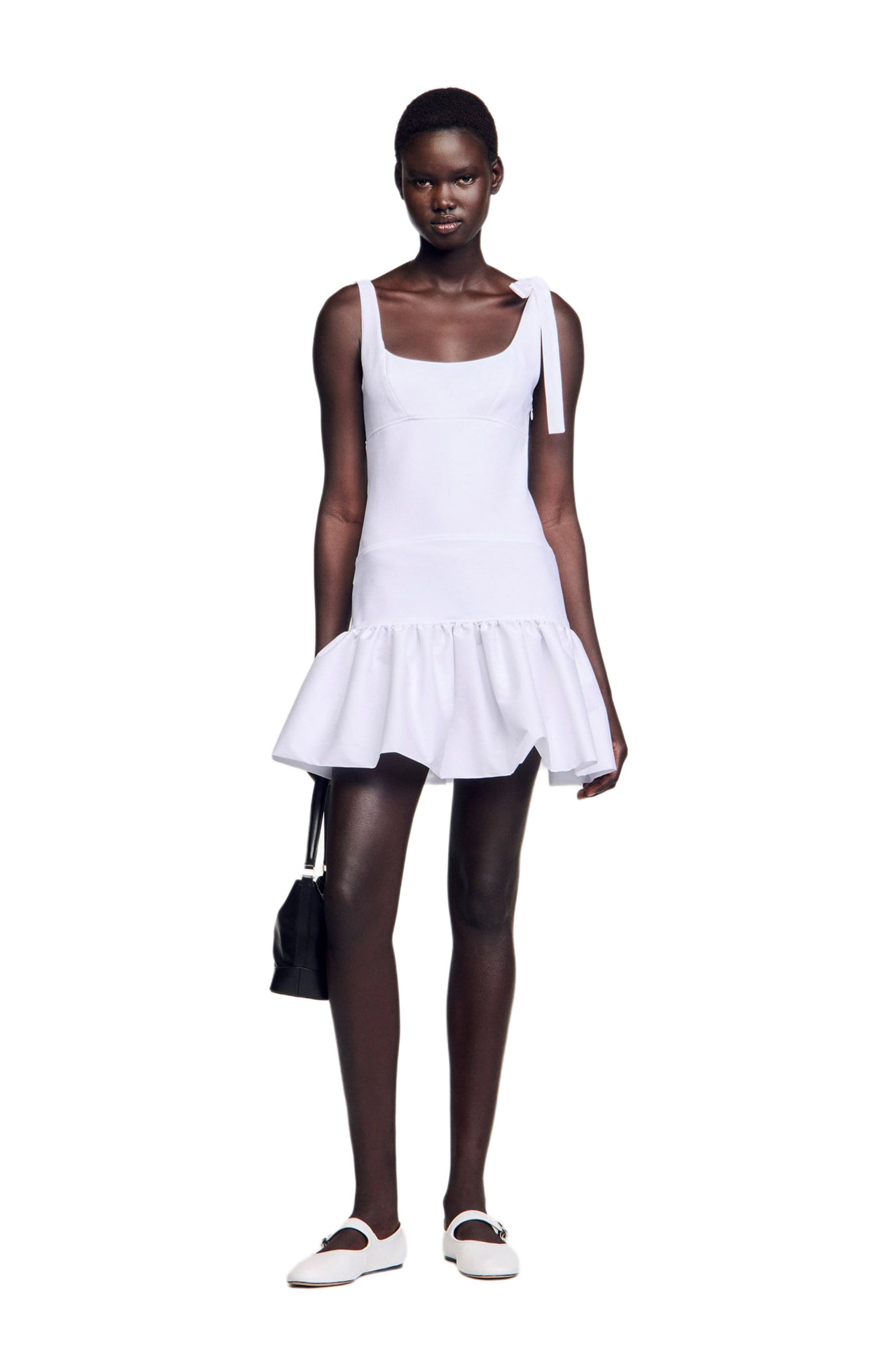 SANDRO Dual-material mini dress in White at Nordstrom - 1