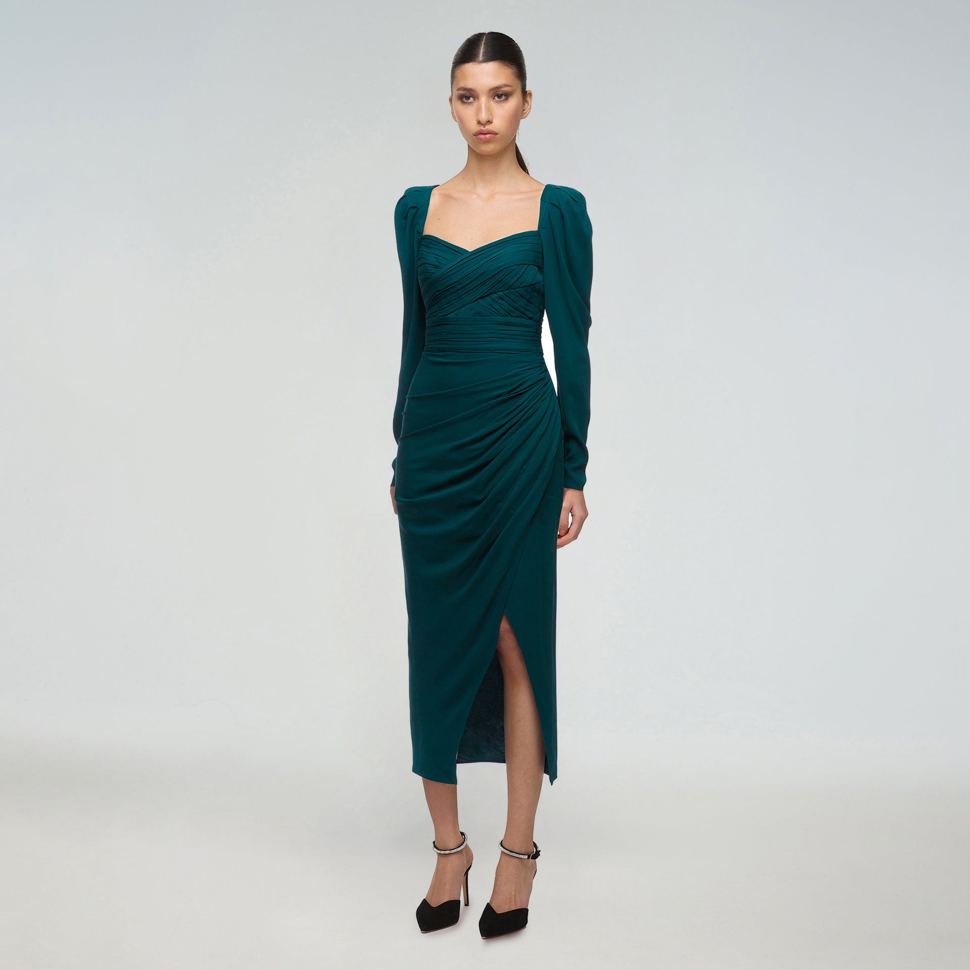 Deep Teal Iris Midi Dress - 2