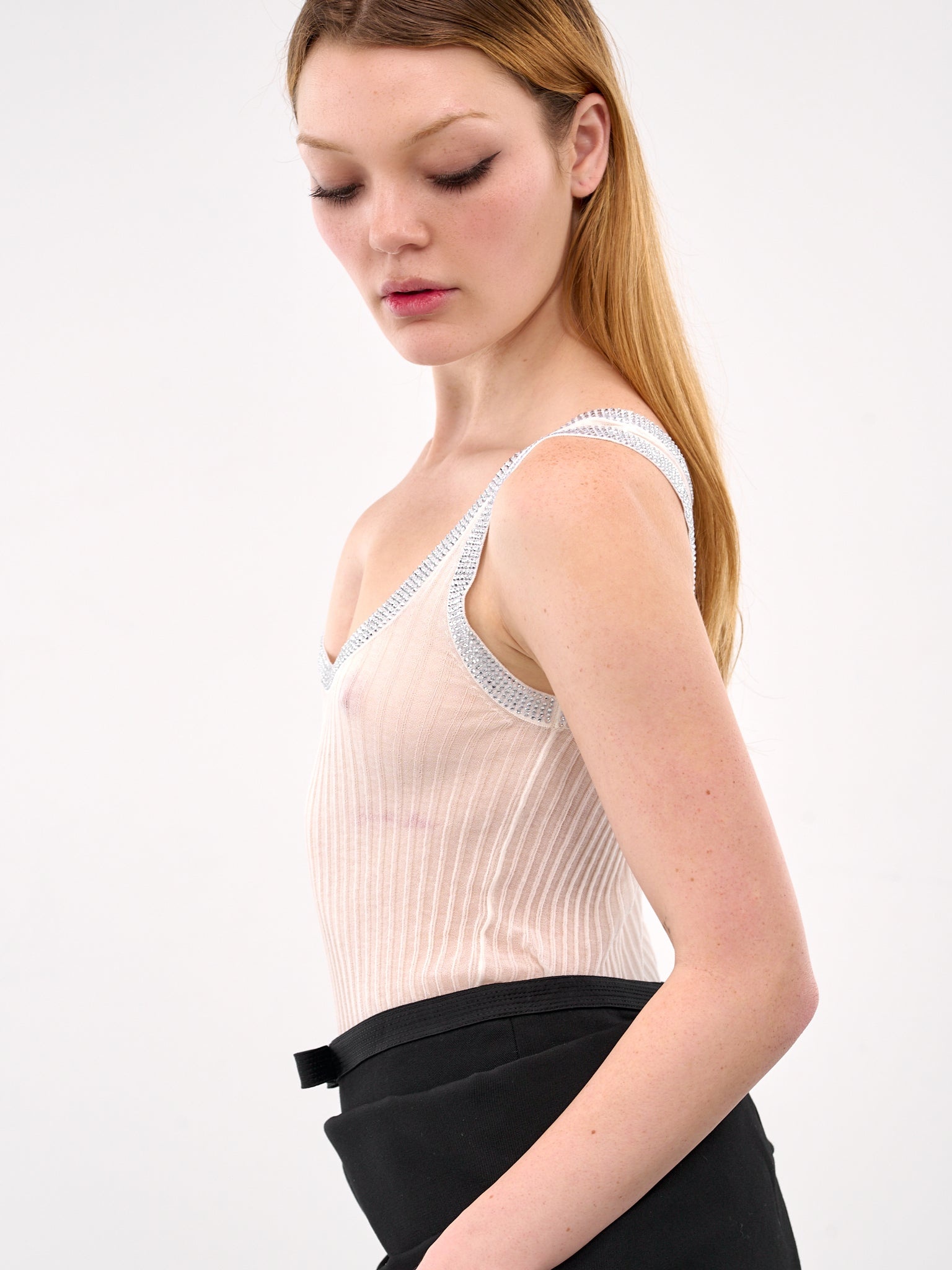 Rhinestone Sheer Tank Top - 5