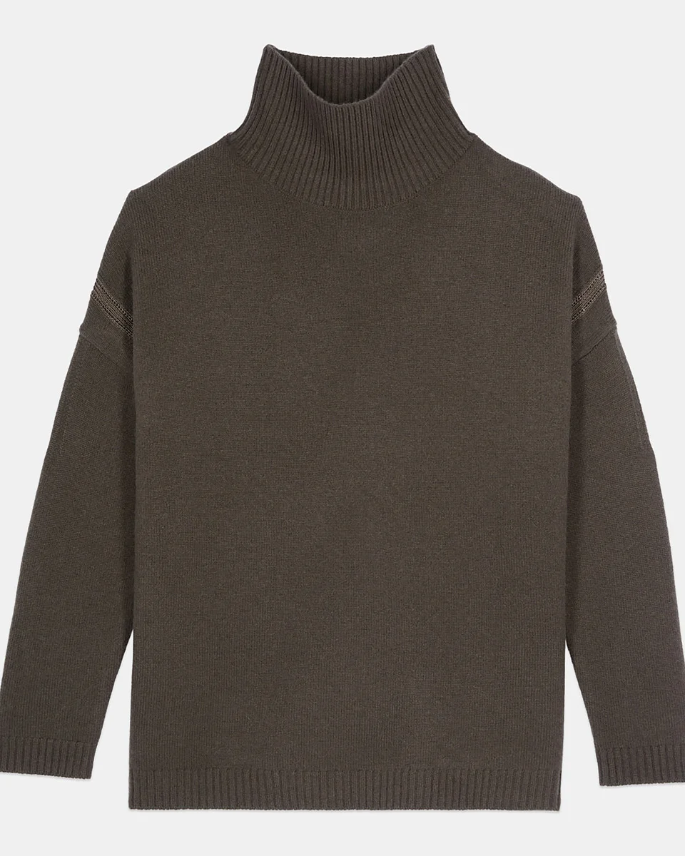 KHAKI CASHMERE SWEATER - 1