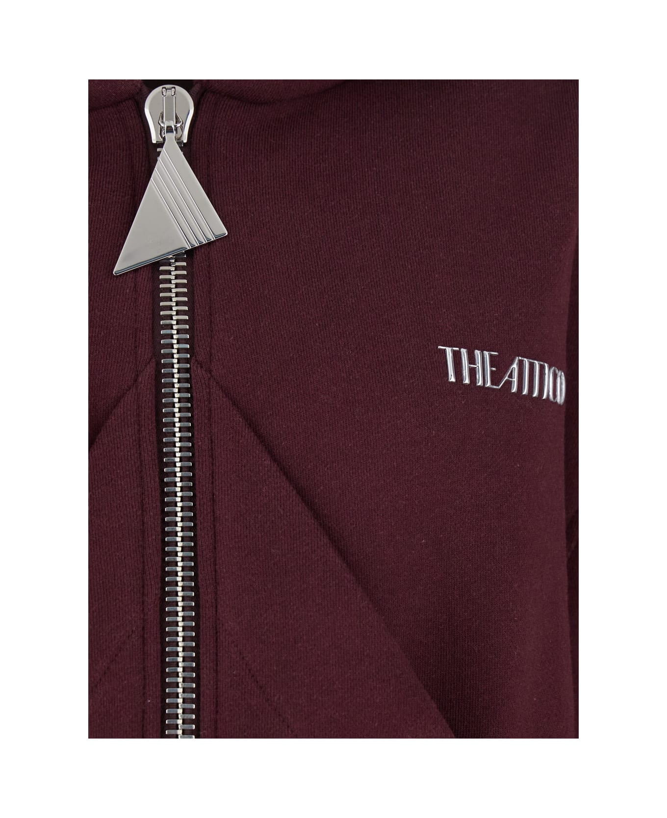 Bordeaux Cropped Sweatshirt With Fixed Hood And Logo Lettering On The Front In Cotton Woman - 3