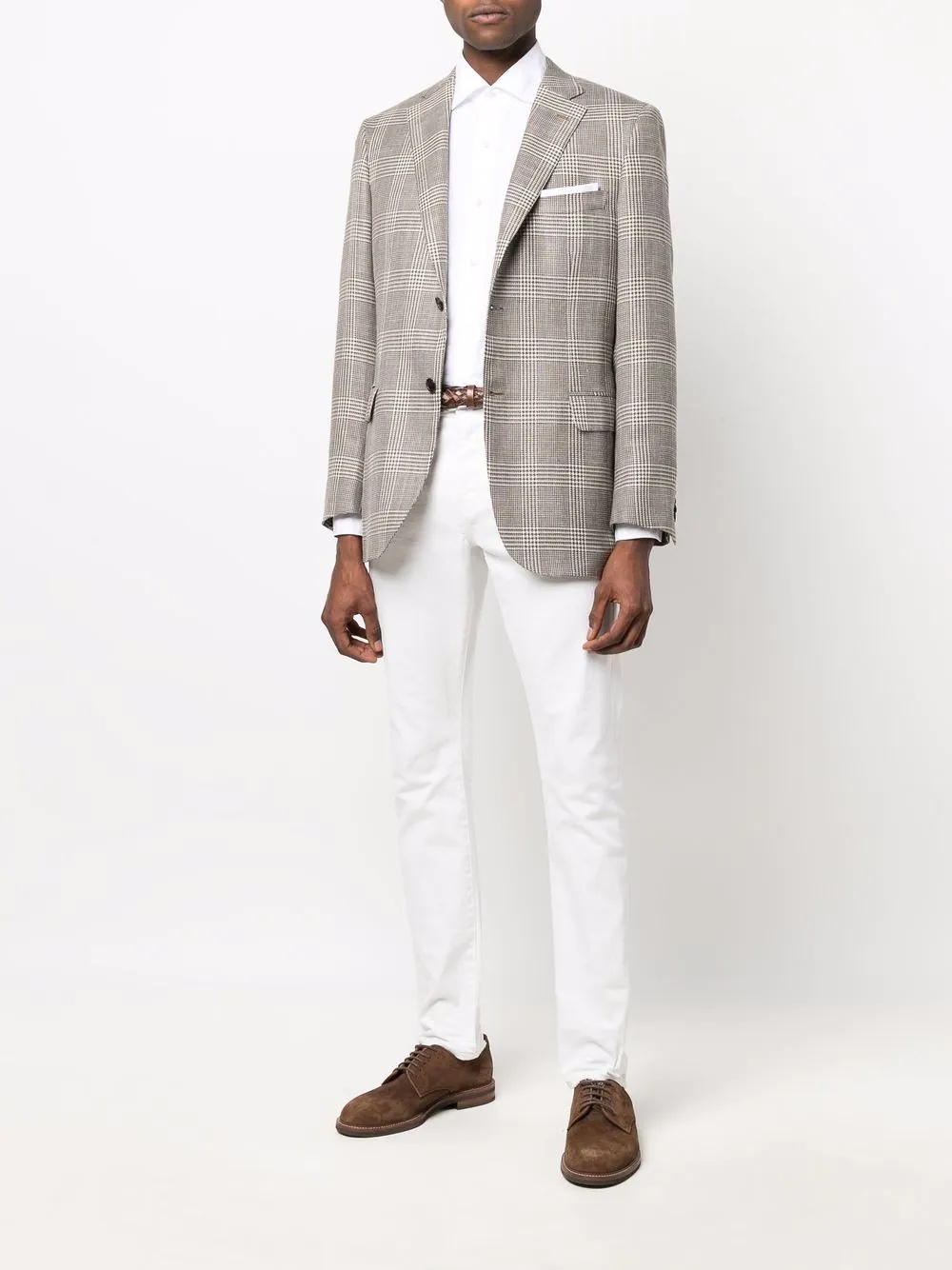 checked singled-breasted blazer - 2