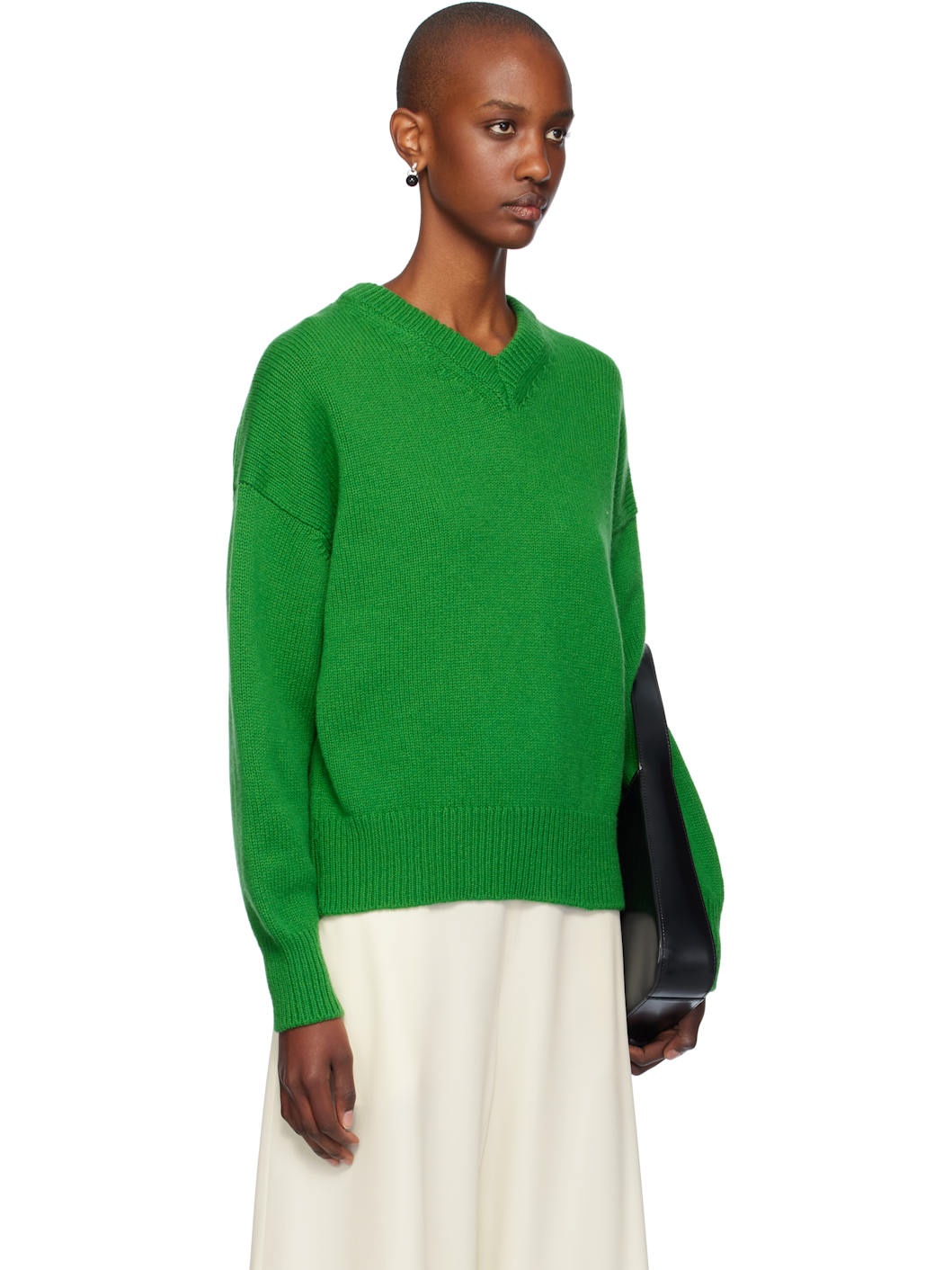 Green Balla Slouch V-Neck Sweater - 2