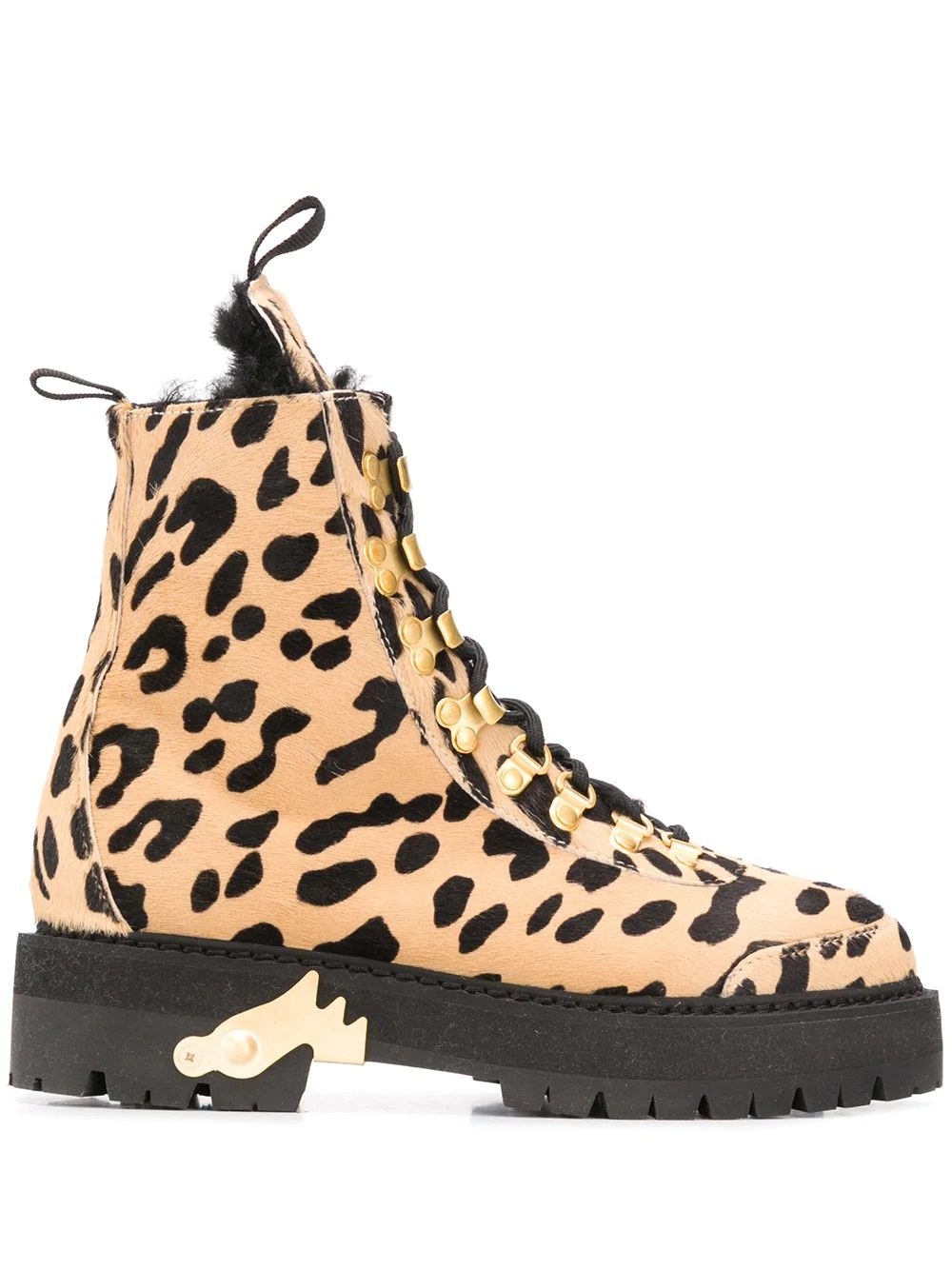 cheetah-print combat boots - 1