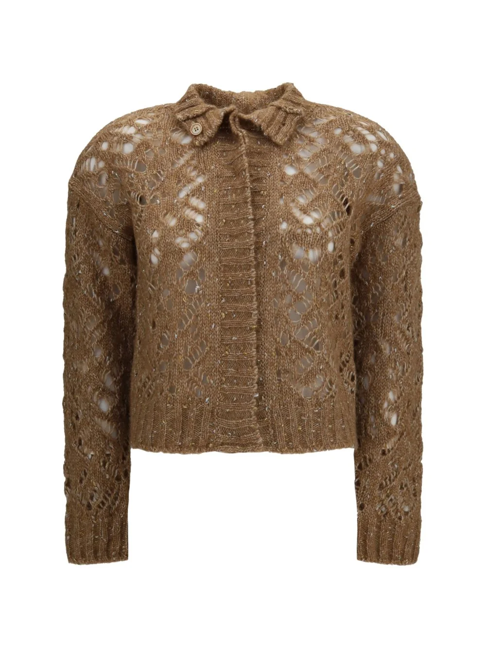 open-knit button-up cardigan - 1