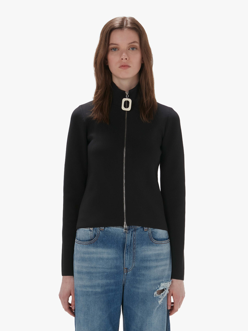 JW Anderson zip-up fine-knit cardigan outlook