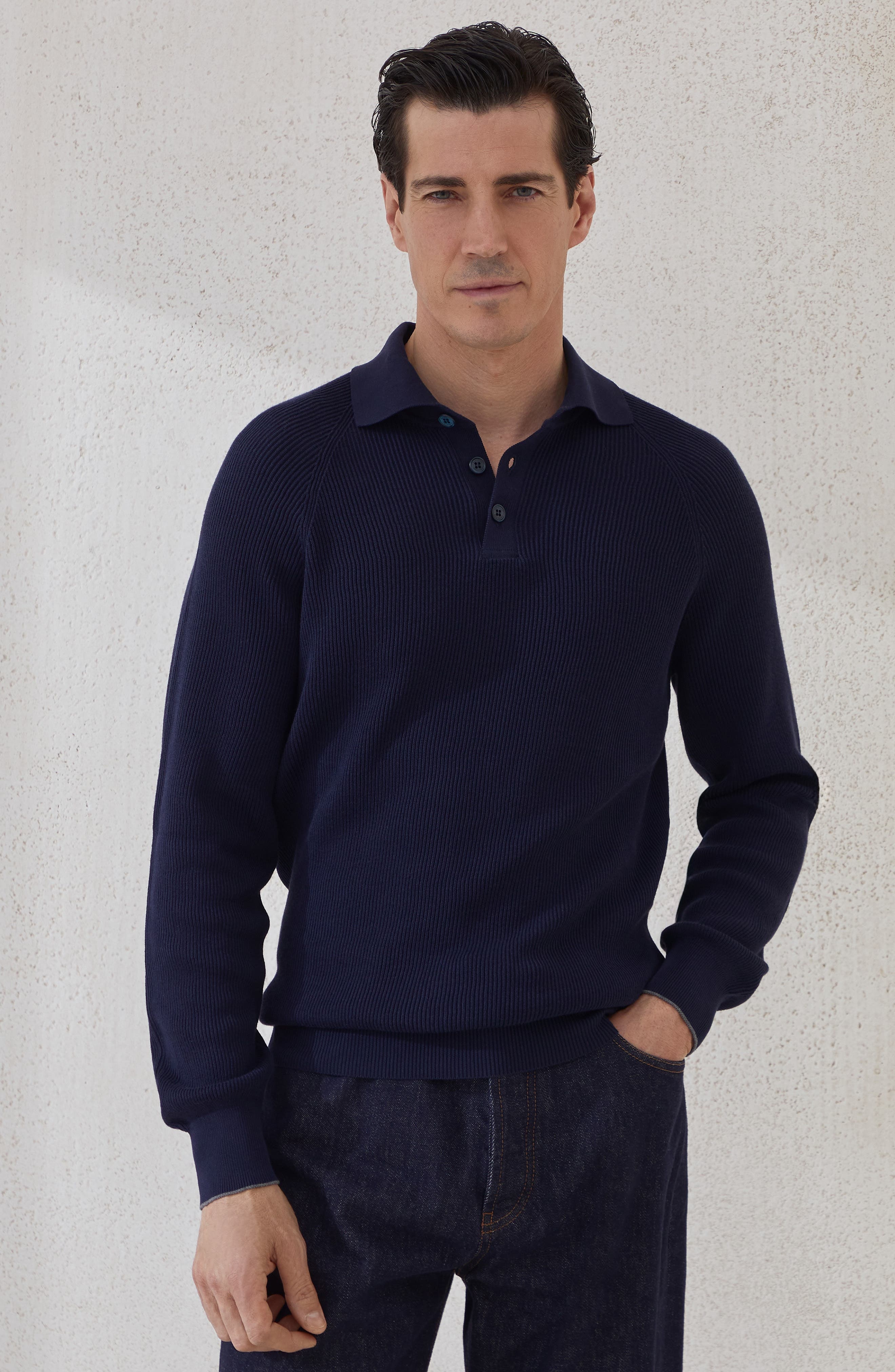 Brunello Cucinelli Polo-style sweater in Navy Blue at Nordstrom - 2