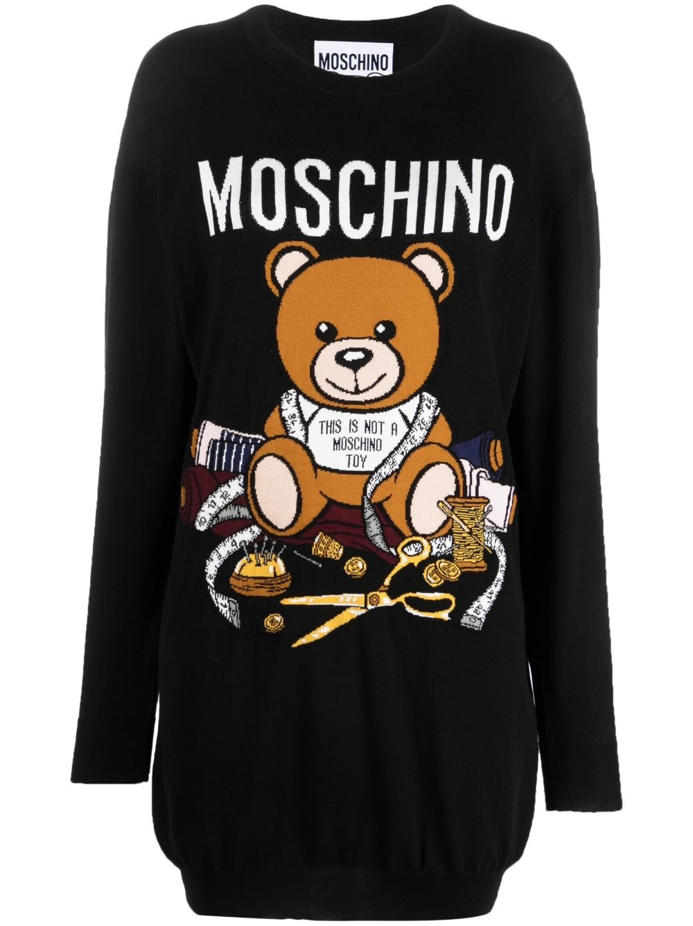 intarsia-knit cotton mini dress - 1