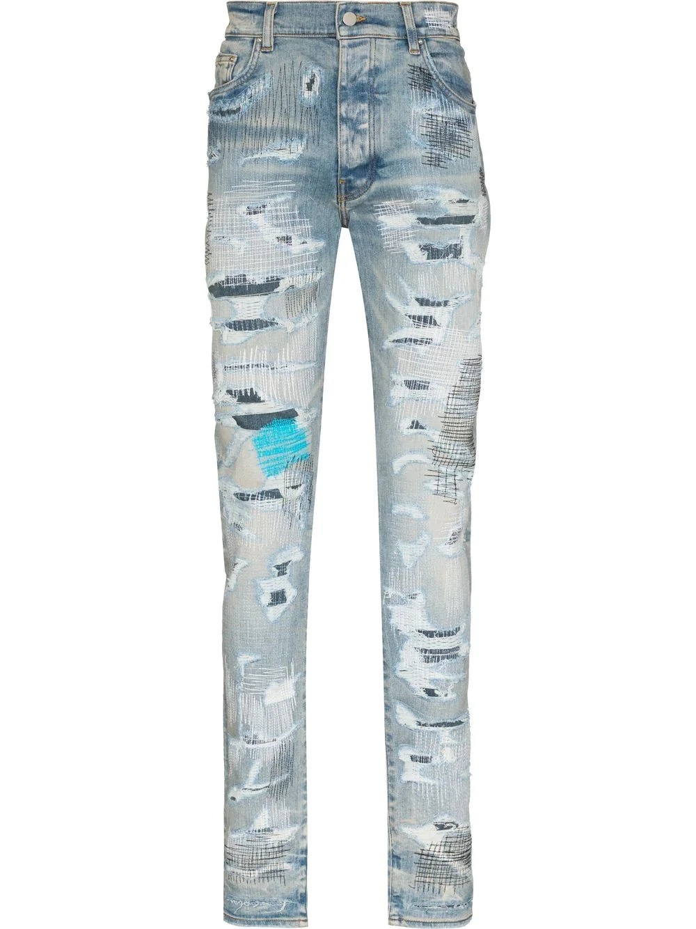 distressed-finish skinny jeans - 1