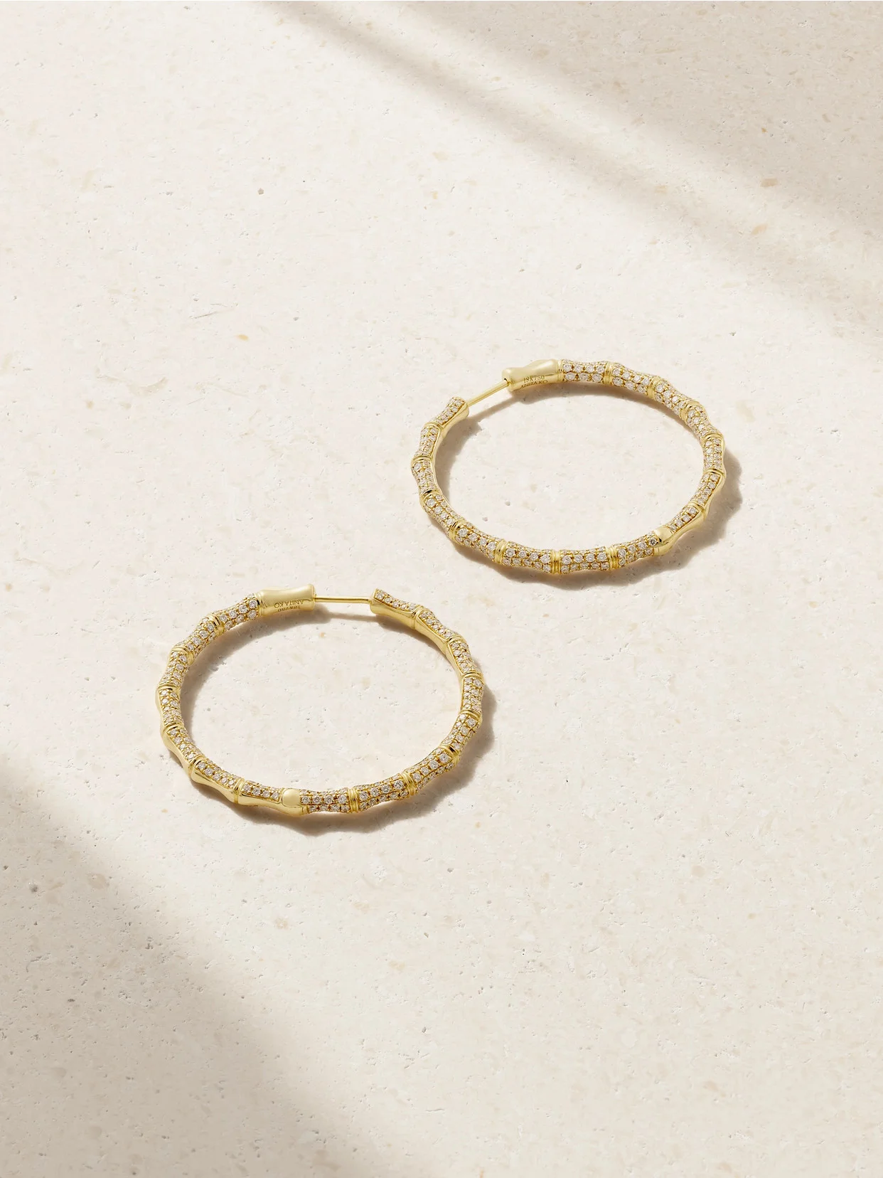 Bamboo 18-karat Gold Diamond Hoop Earrings - 1