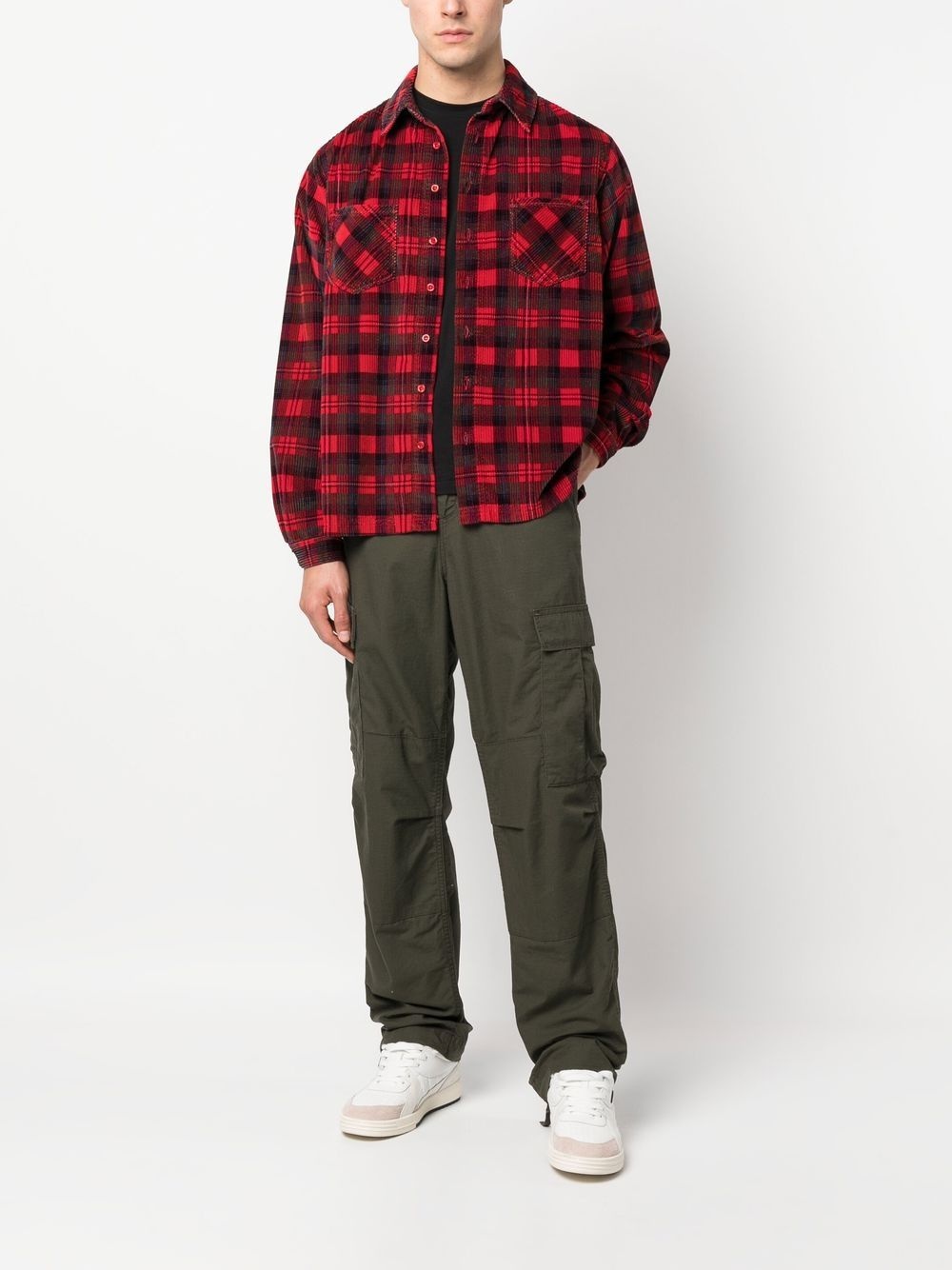 long-sleeve corduroy checked shirt - 2