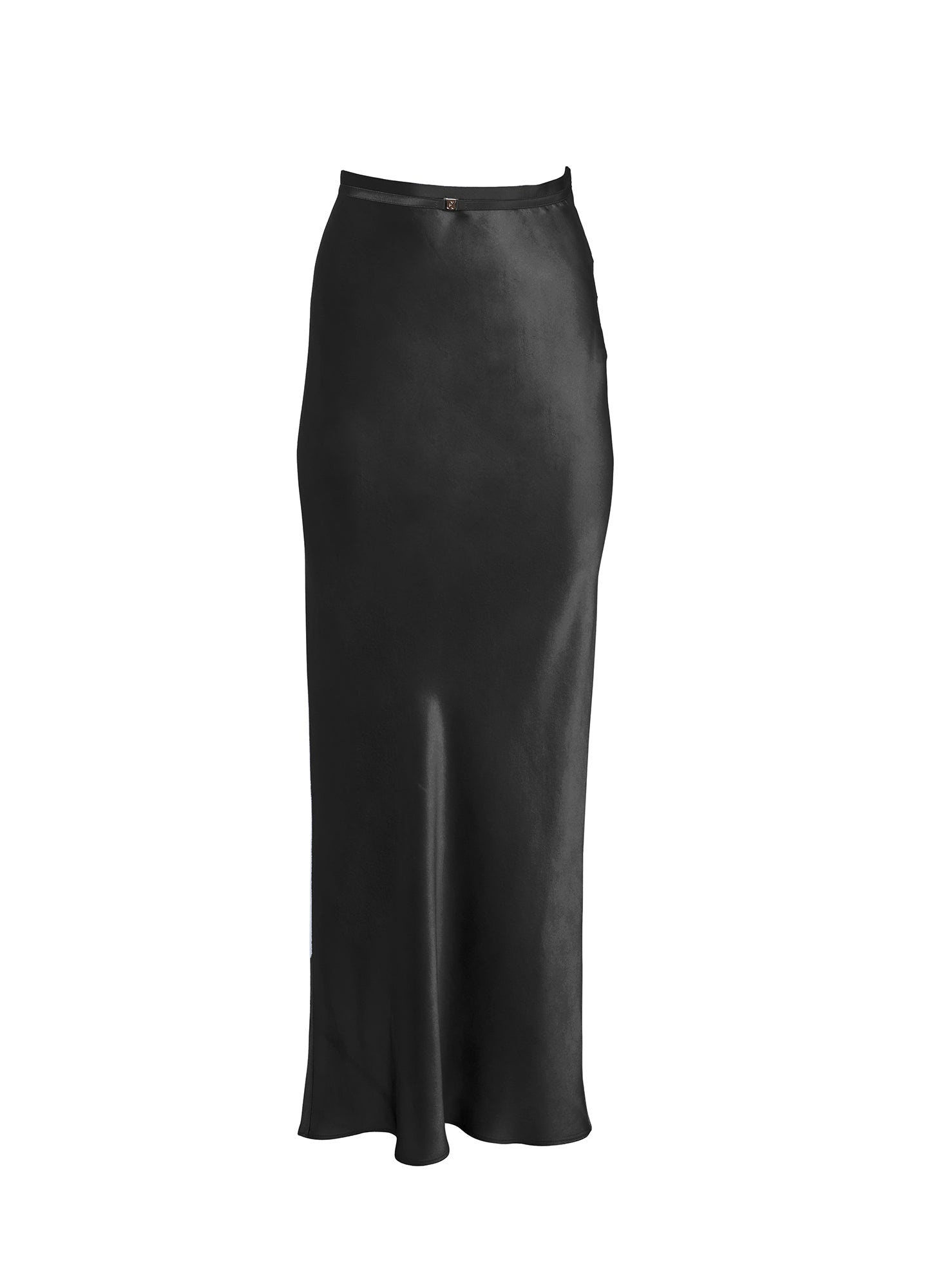 Long Silk Bias Skirt Black - 1