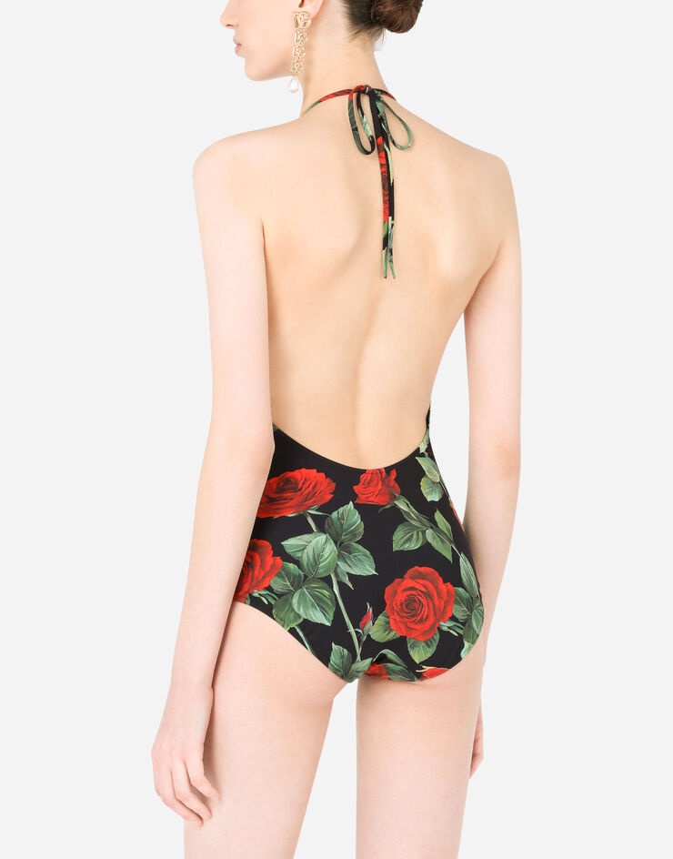 Rose-print one-piece swimsuit - 5