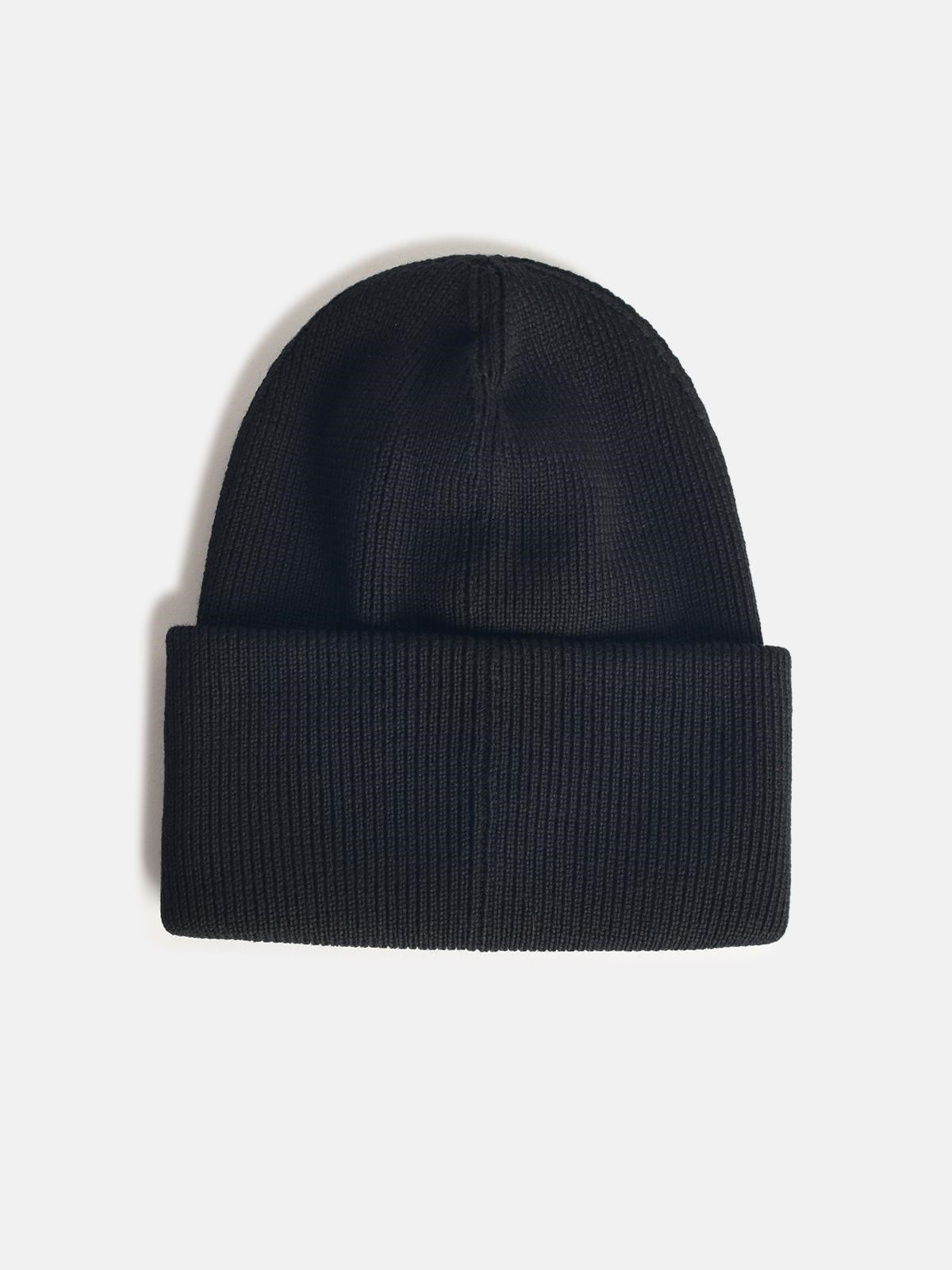 BLACK WOOL BEANIE - 2