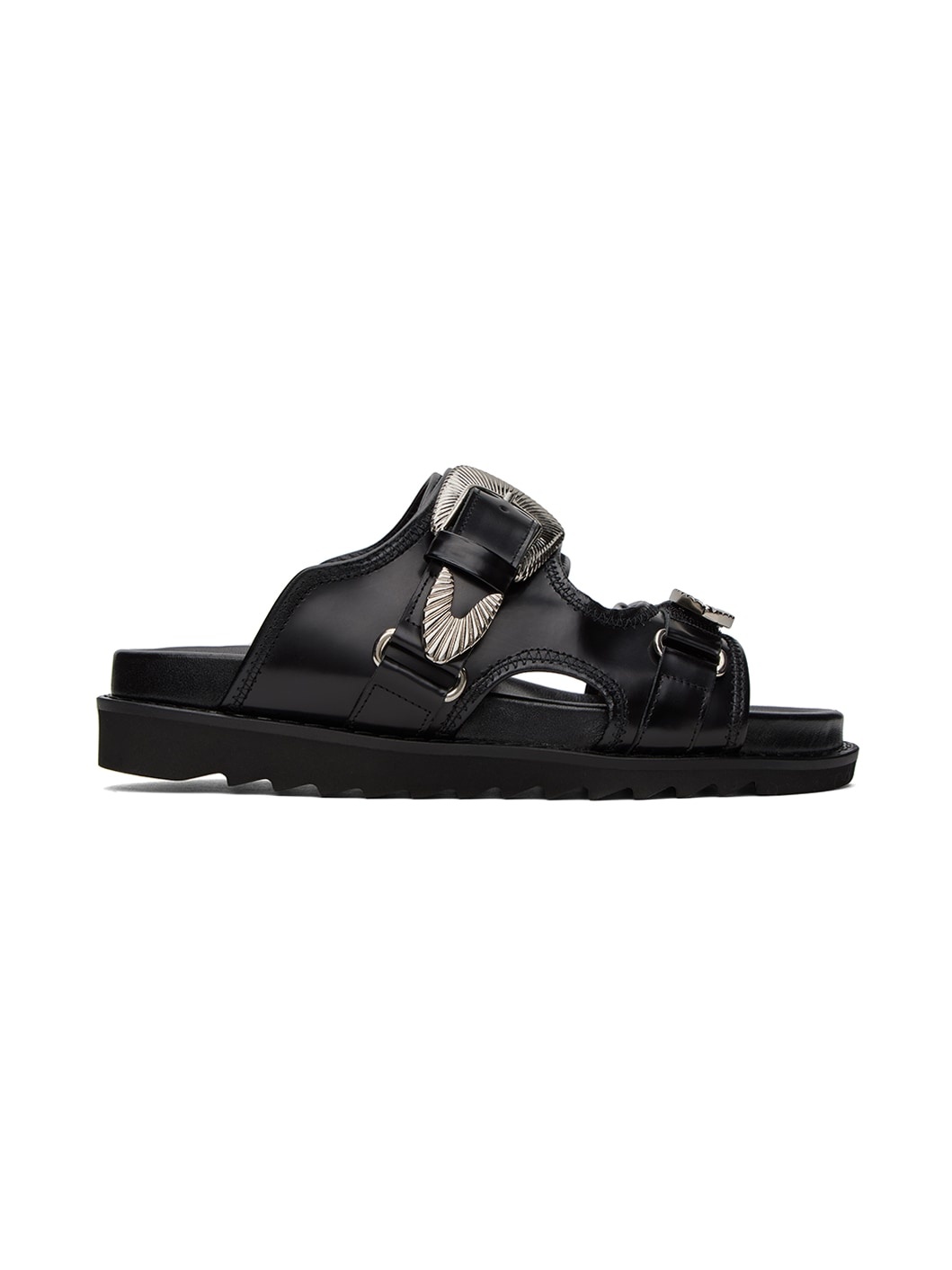 Black Polished Sandals - 1