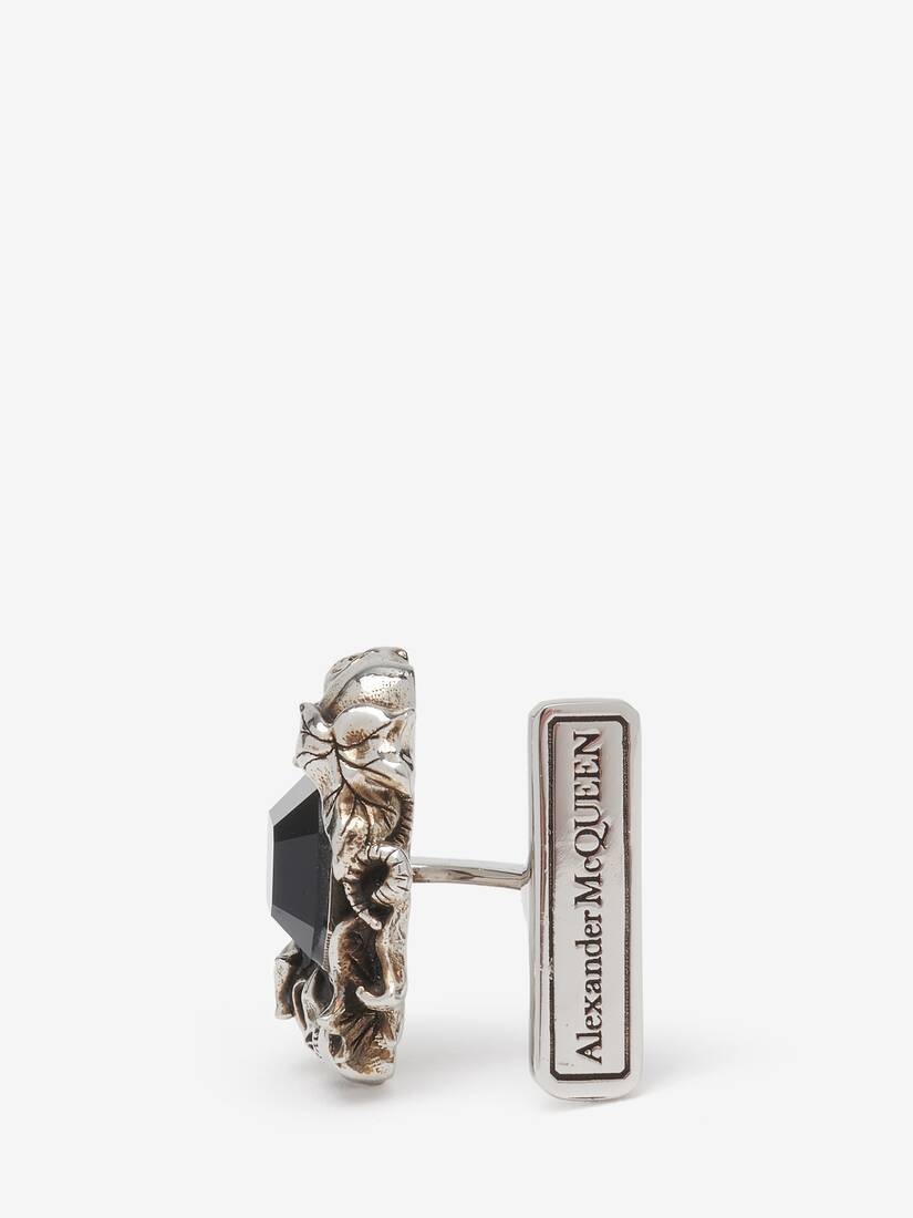 Men's Ivy Skull Cufflinks in Antique Silver - 4