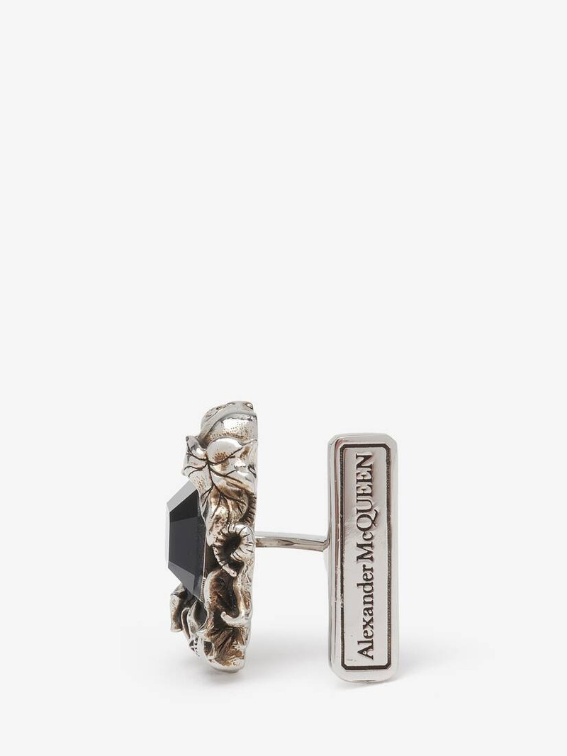 Men's Ivy Skull Cufflinks in Antique Silver 4