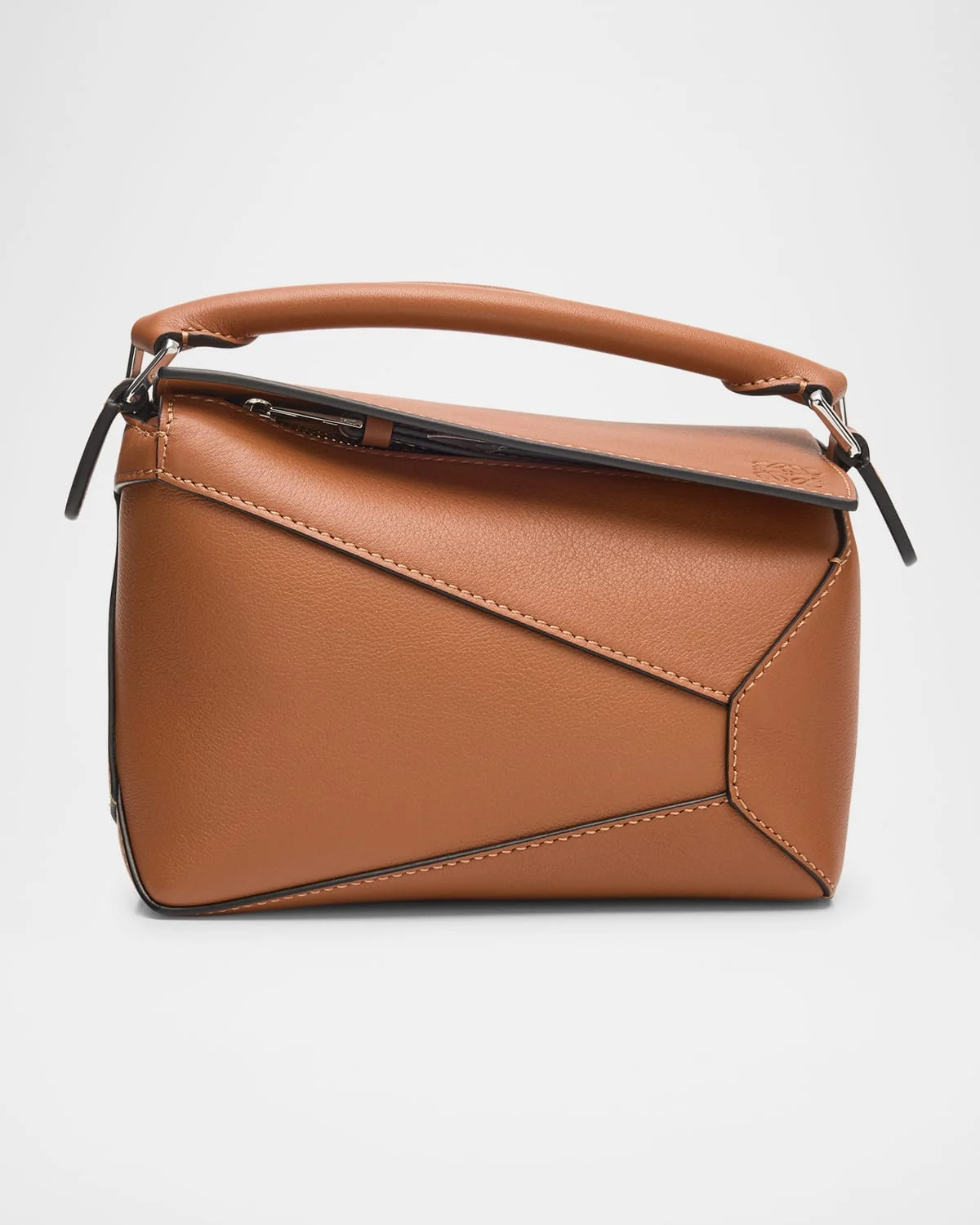 x Paula’s Ibiza Puzzle Edge Mini Top-Handle Bag in Leather - 1