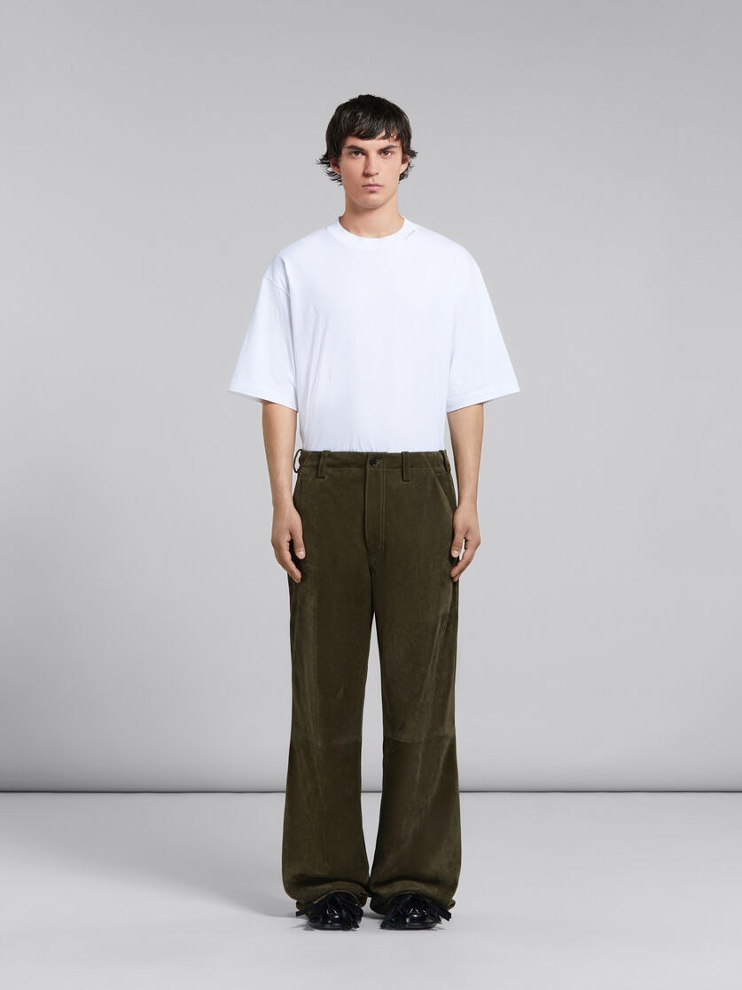 GREEN COMPACT SUEDE TROUSERS - 2