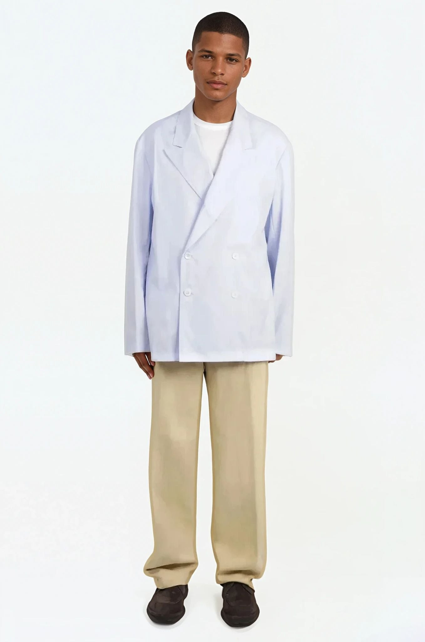 DOUBLE BREASTED RELAXED STYLE JACKET | LIGHT BLUE - 2