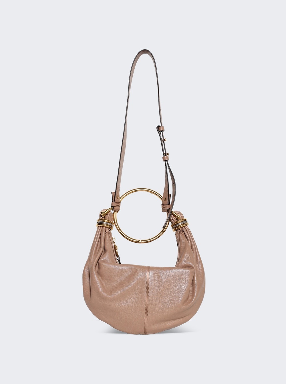 Small Bracelet Hobo Bag In Grained Leather Woodrose - 5