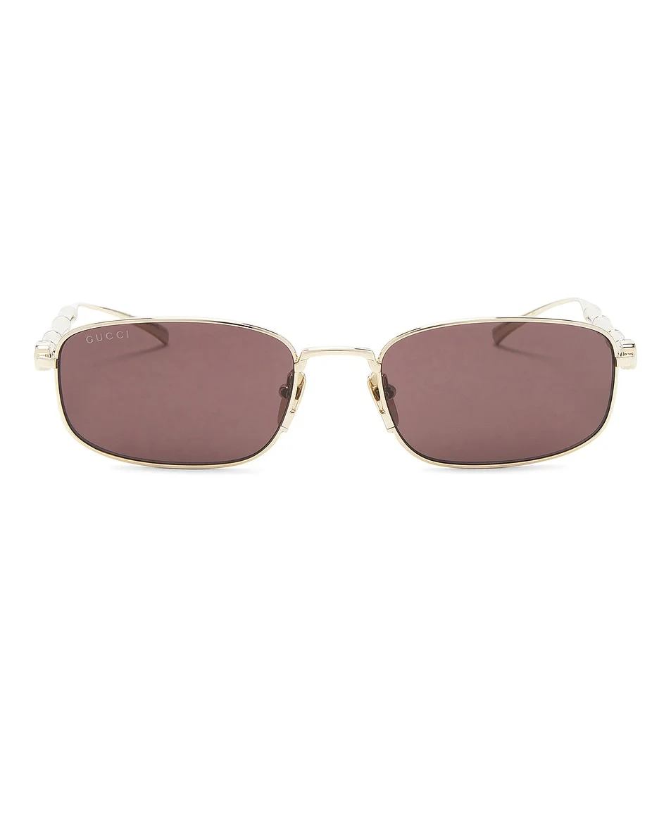 Bamboo Metal Rectangular Sunglasses - 1