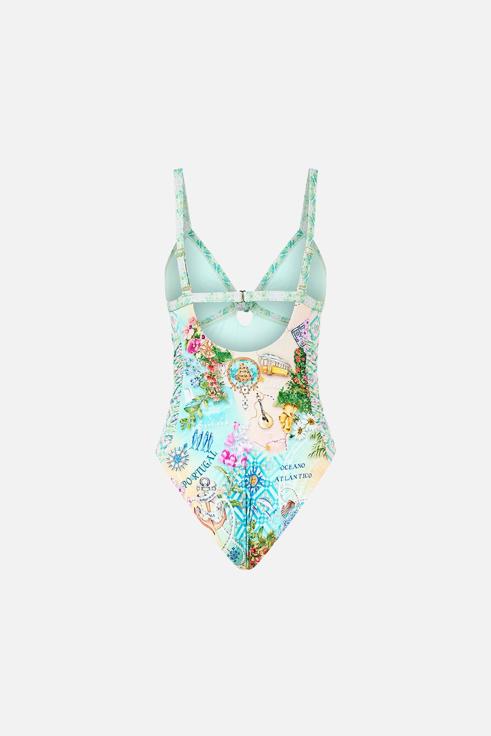 RUCHED PANELLED TRIANGLE ONE PIECE WITH KNOT FRONT - 7