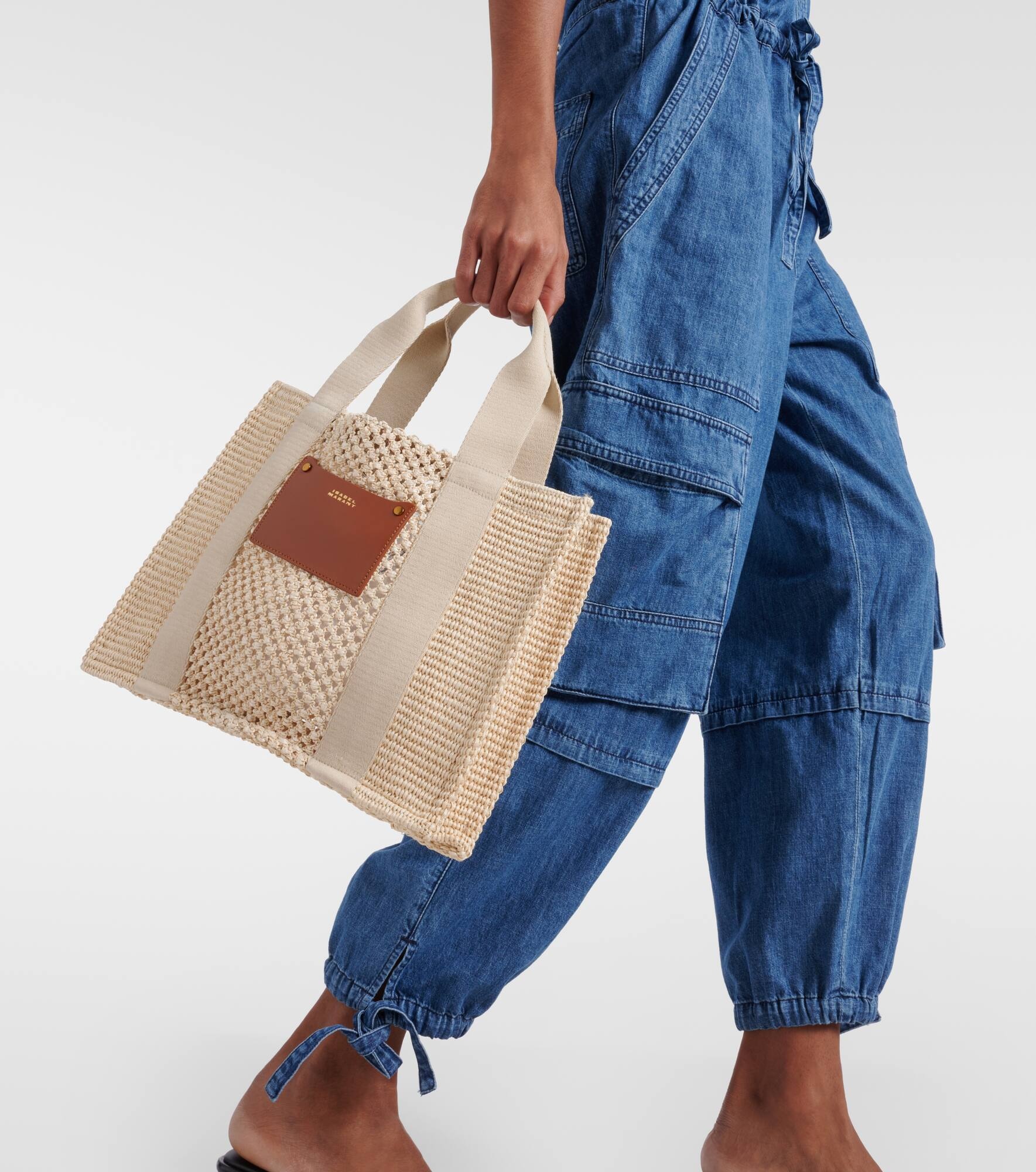 Aruba Medium raffia-effect tote bag - 6