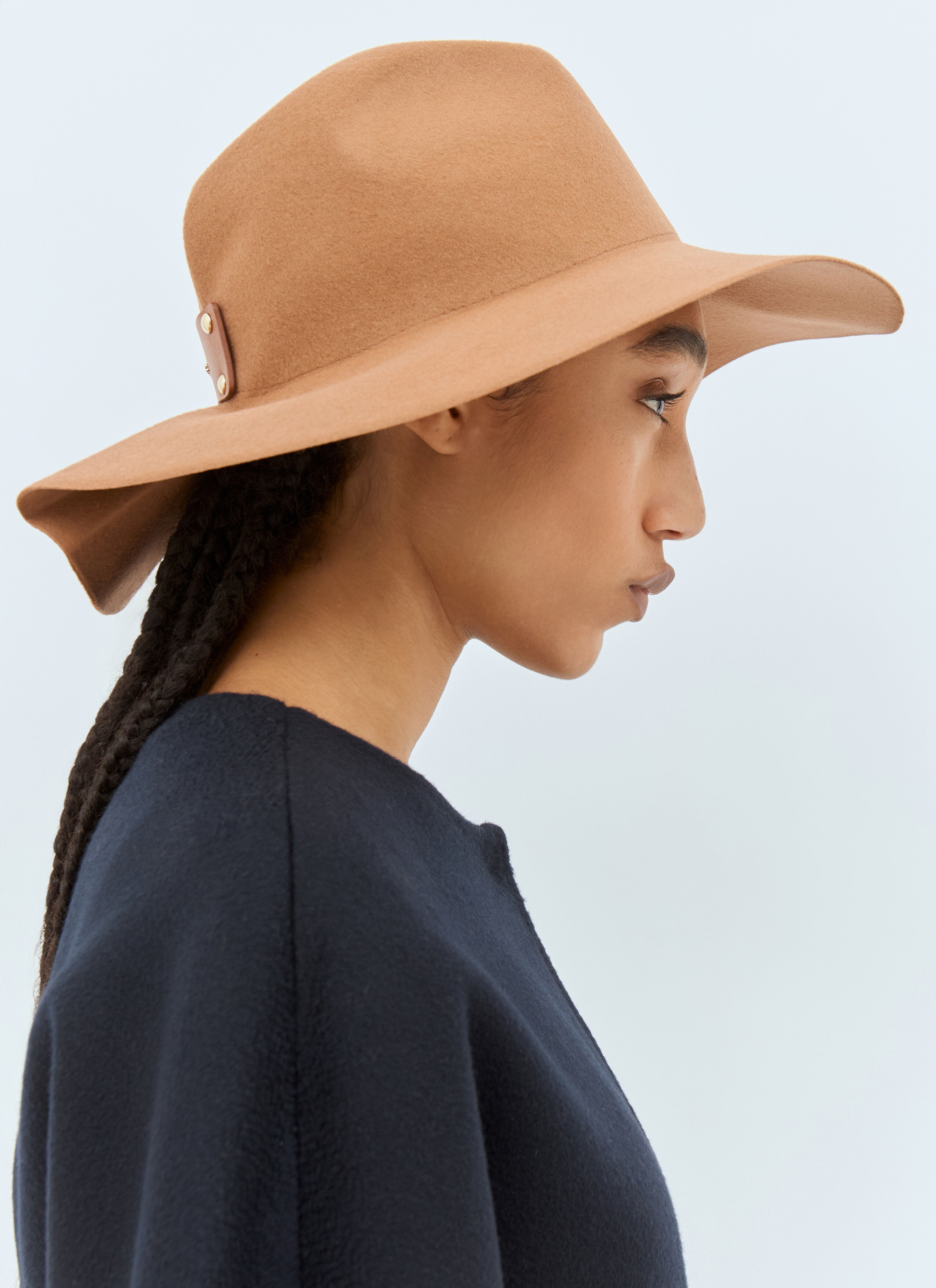 Max Mara Women Felt Wool Wide Brim Hat - 3