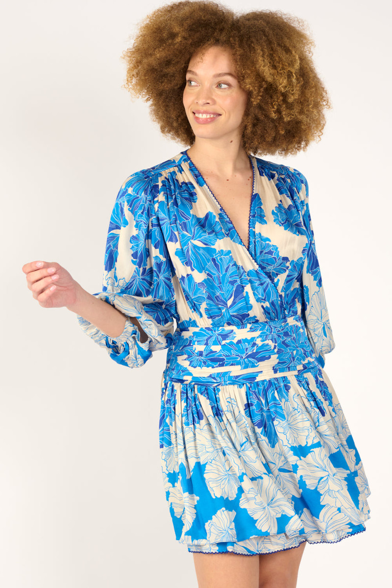 Mini Dress Colleen - Blue Flower Bunch 1