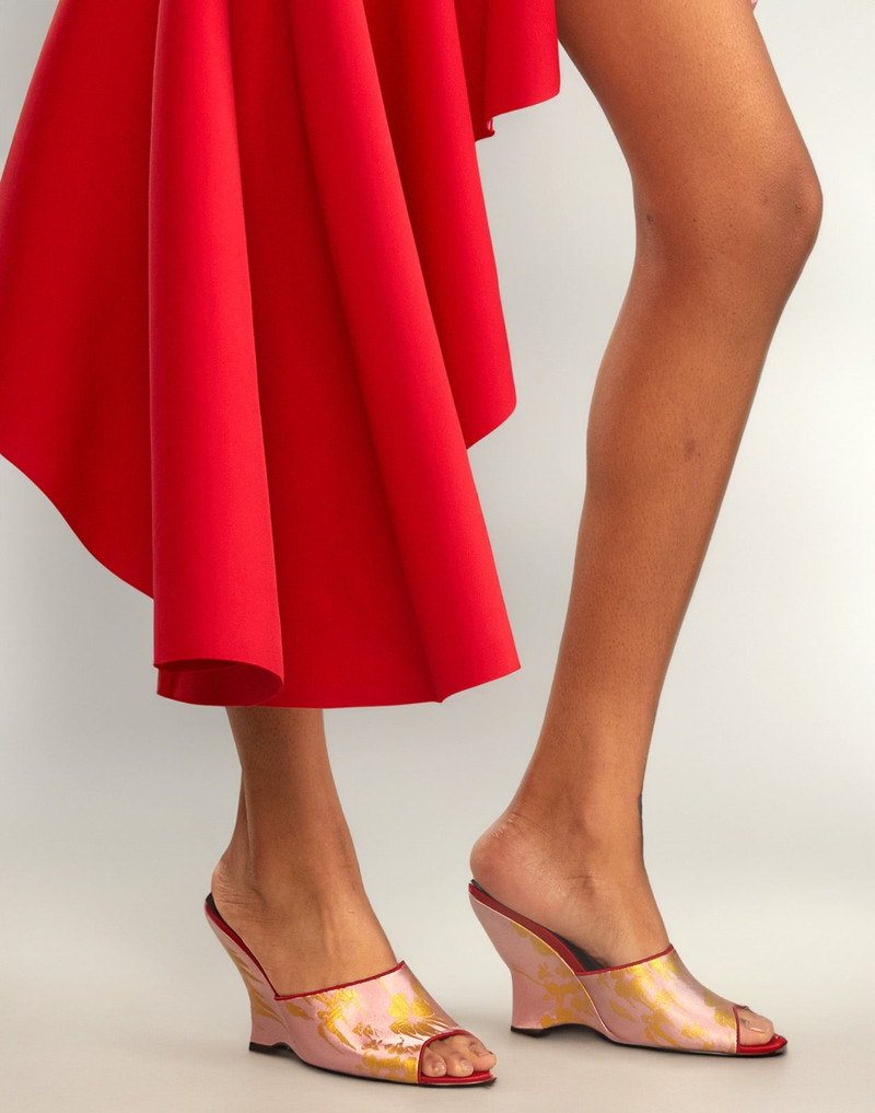 Metallic Gold Foil Satin Wedge 3