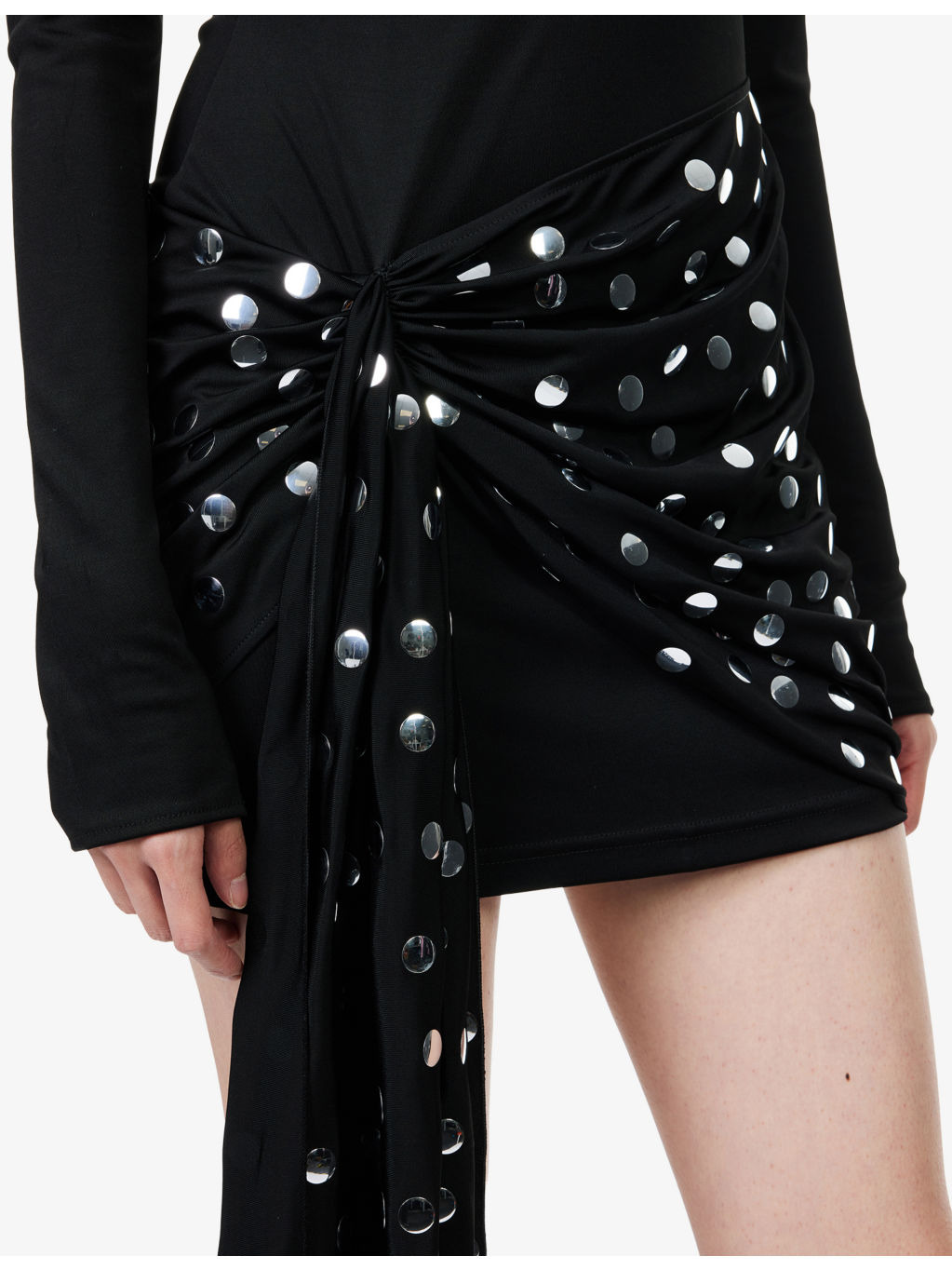 Polkadot Embellished Stretch-Woven Mini Dress - 5