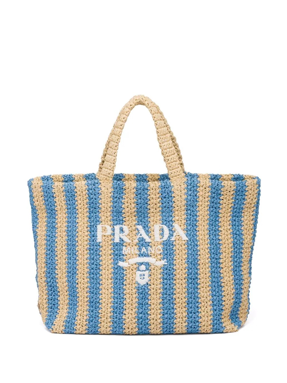 logo-embroidered straw tote bag - 1