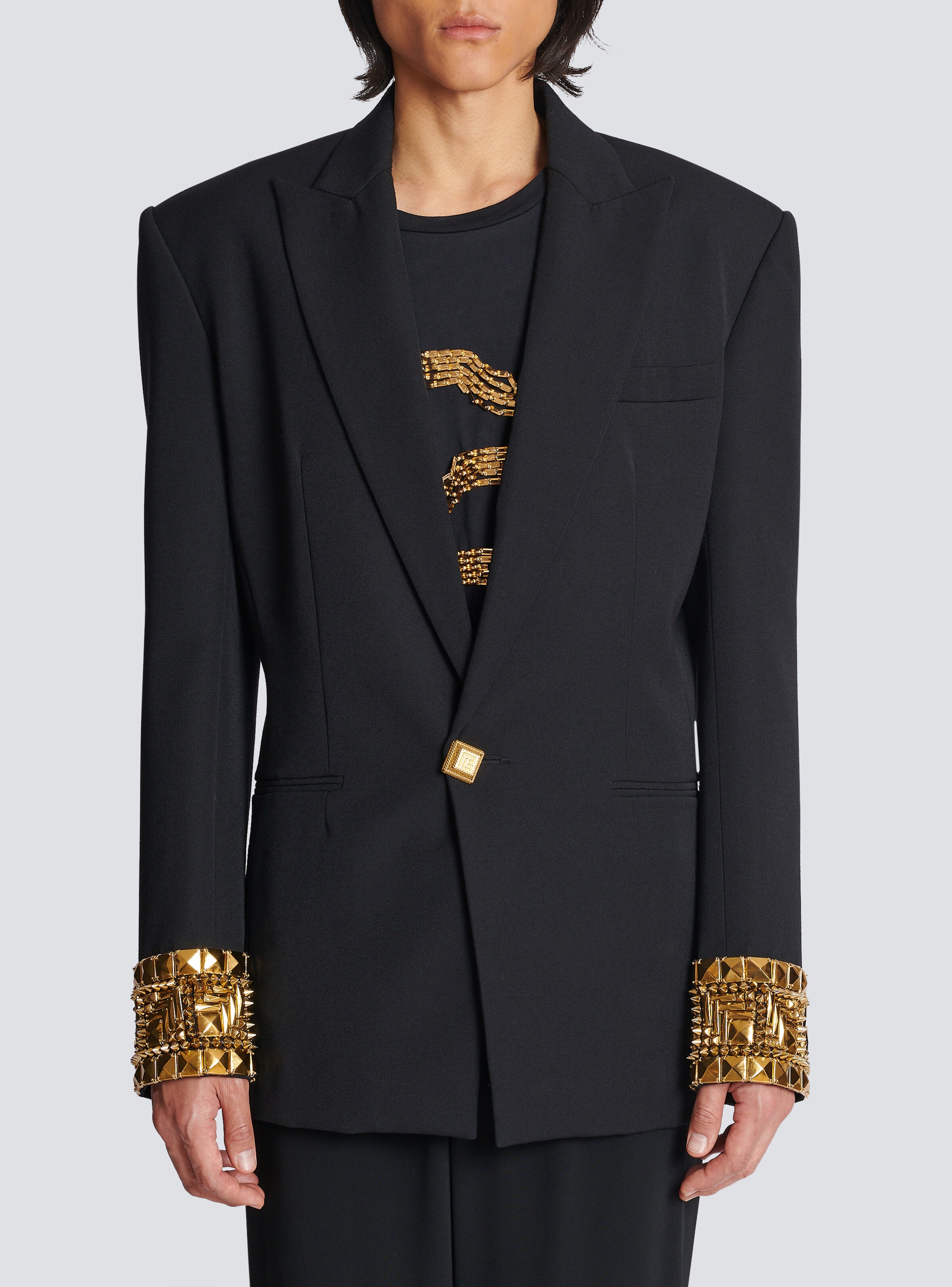 Wool blazer embroidered with pyramid studs - 5