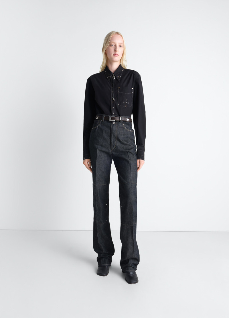 Lemaire HIGH WAISTED STRAIGHT PANTS WITH STUDS IN DENIM outlook