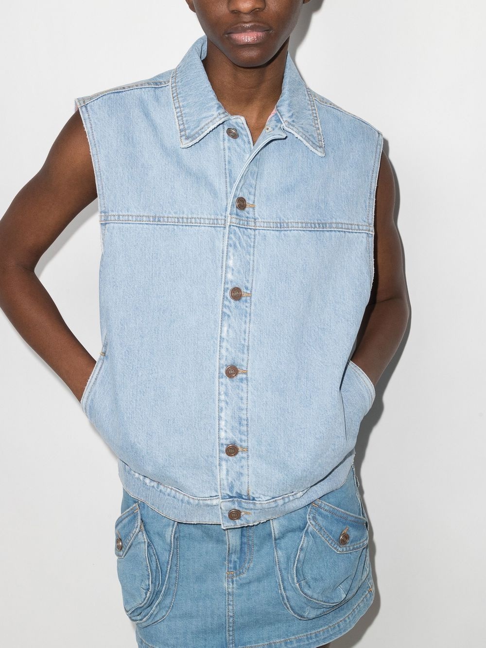 sleeveless denim jacket - 2