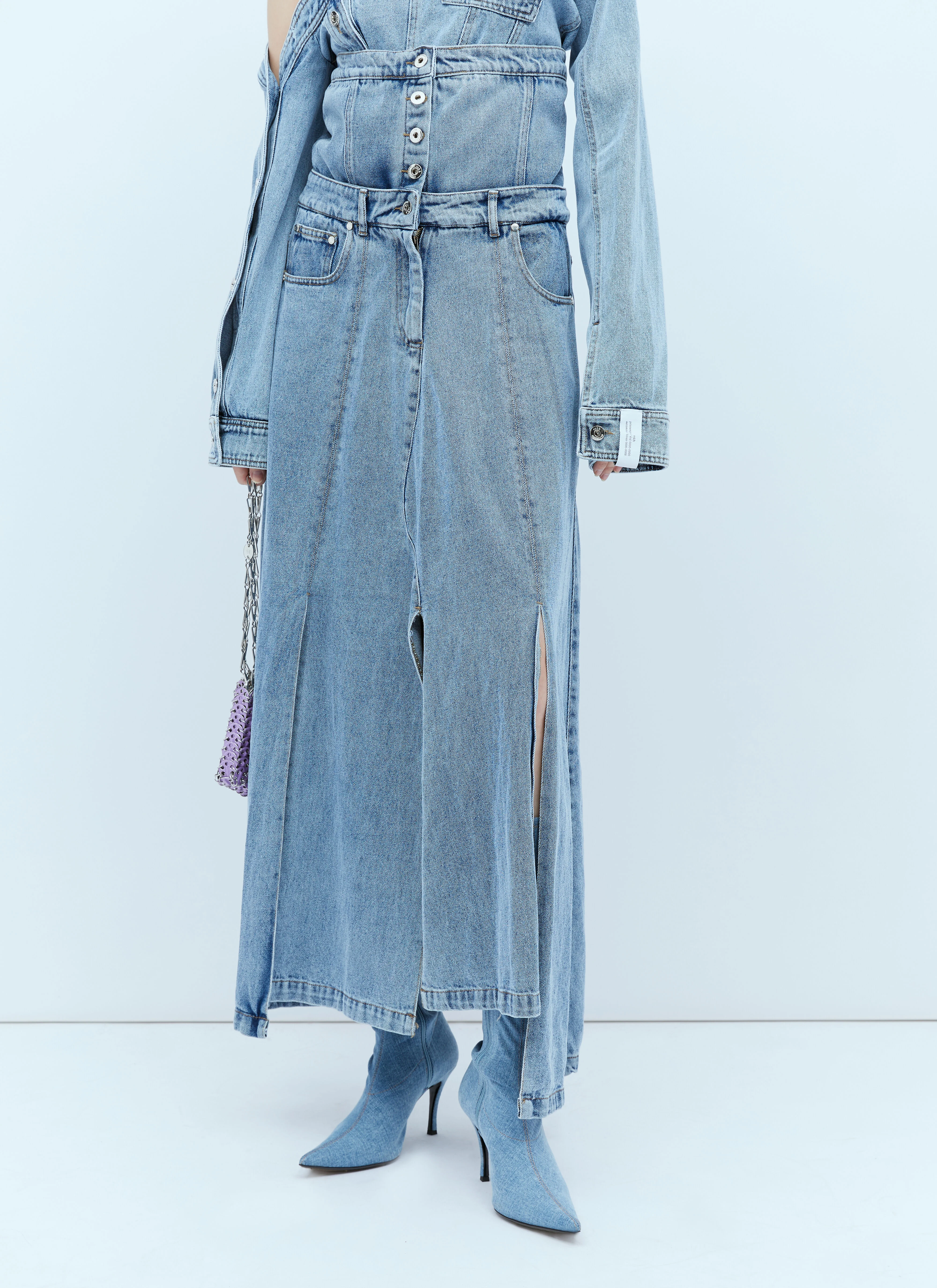 Extended Waistband Denim Skirt - 1