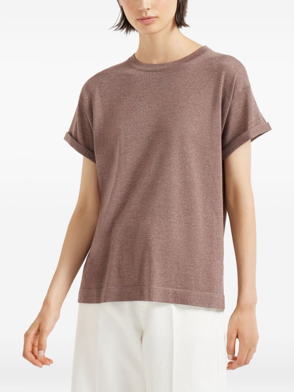 metallic-knit T-shirt - 3