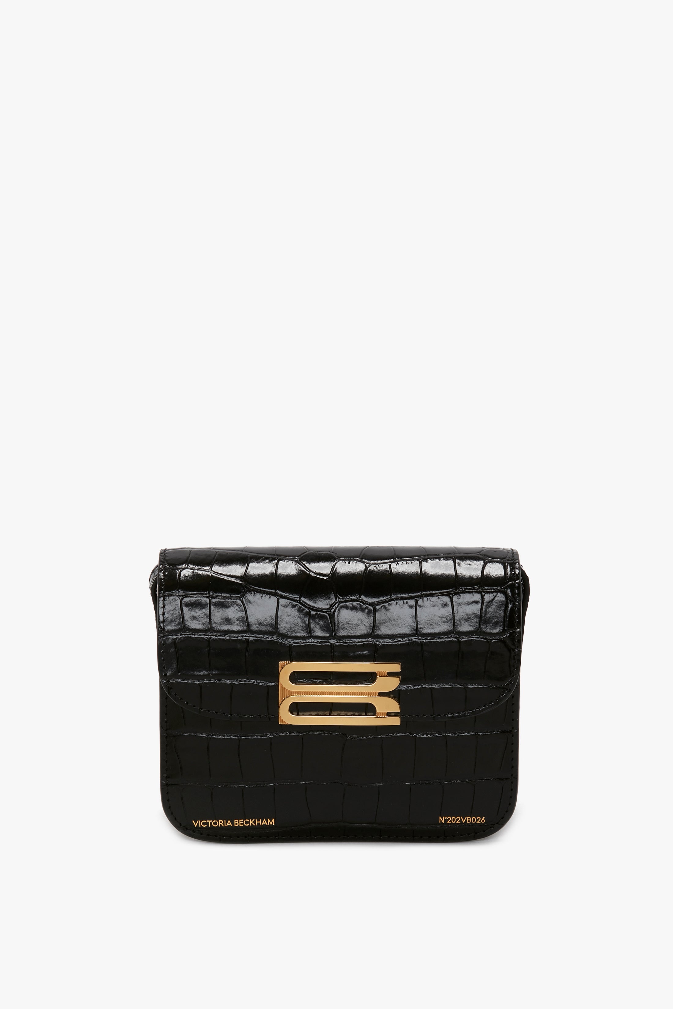 Mini Frame Shoulder Bag In Black Croc-Effect Leather - 2