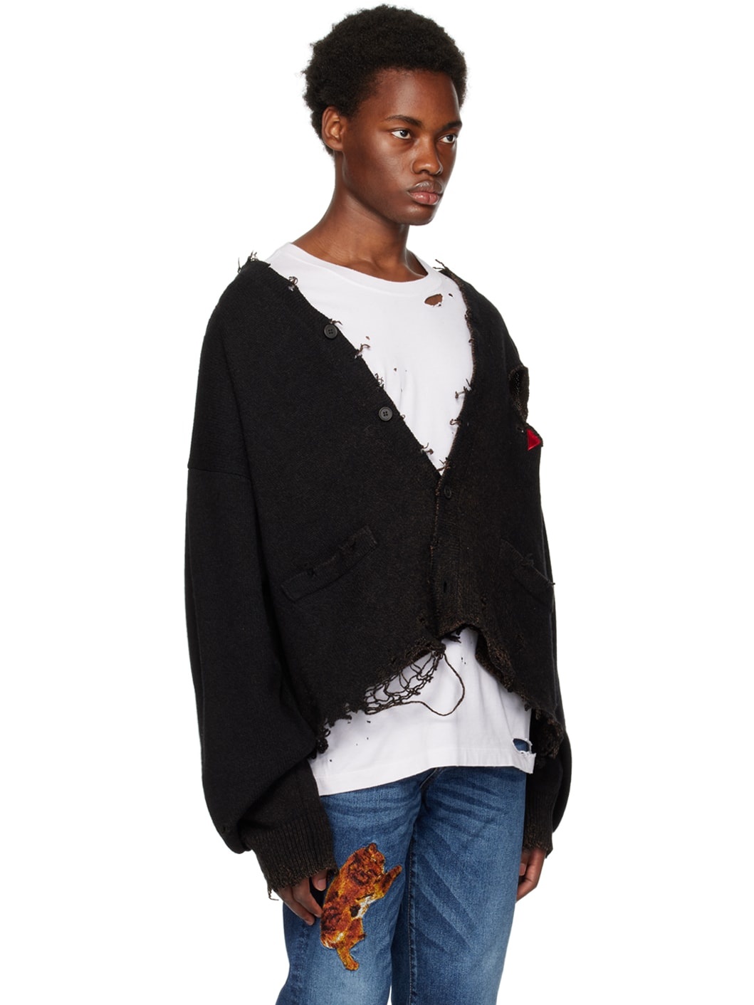 doublet Black Broken Heart Cardigan | REVERSIBLE