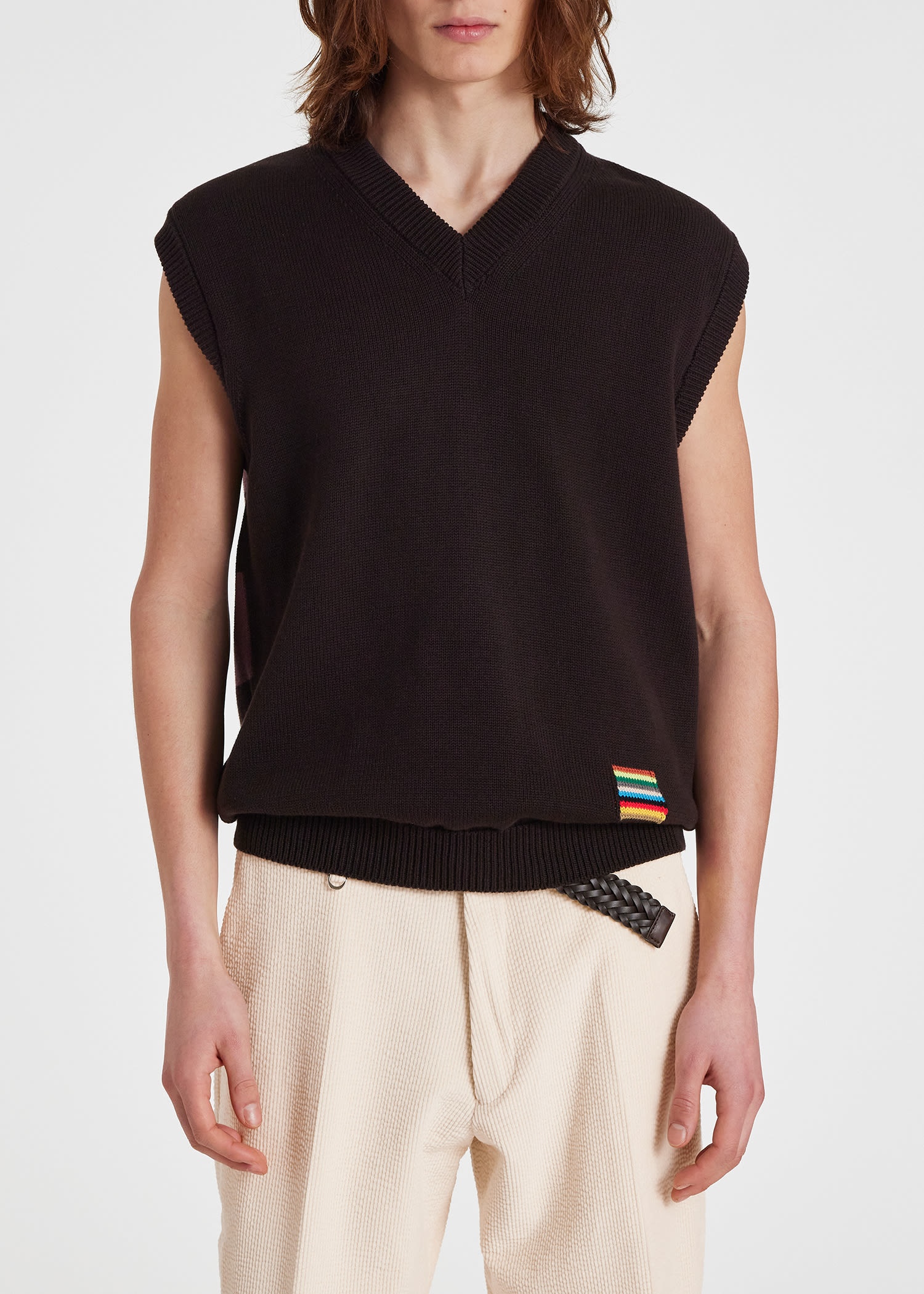 Knitted Cotton Panelled Vest - 4