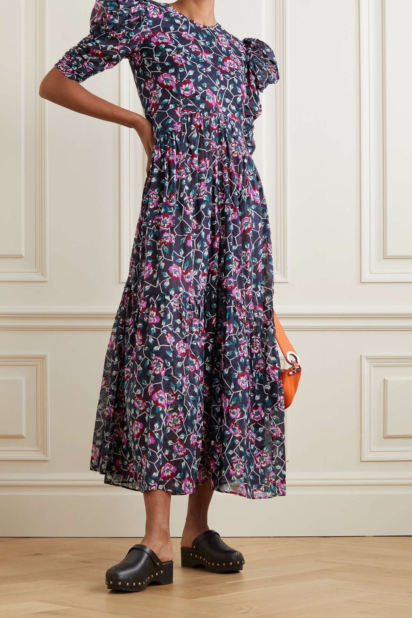 Sichelle open-back floral-print cotton midi dress - 2