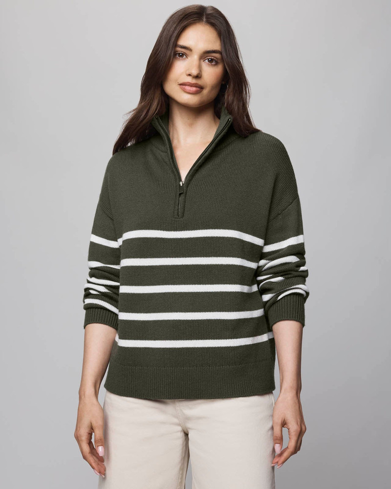 Splendid Georgie Stripe Quarter Zip Sweater outlook