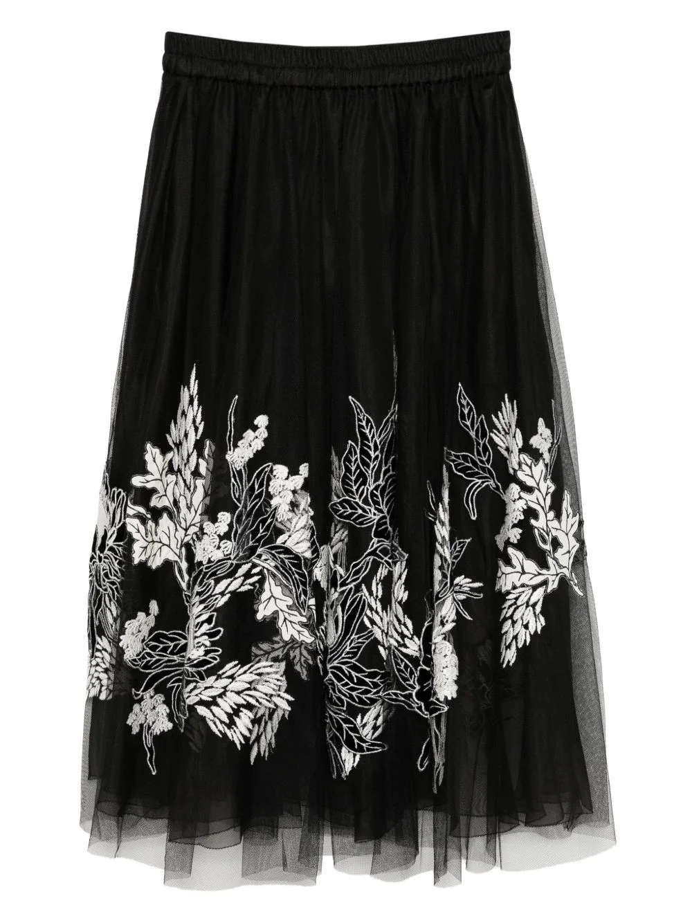 floral-embroidered skirt - 1