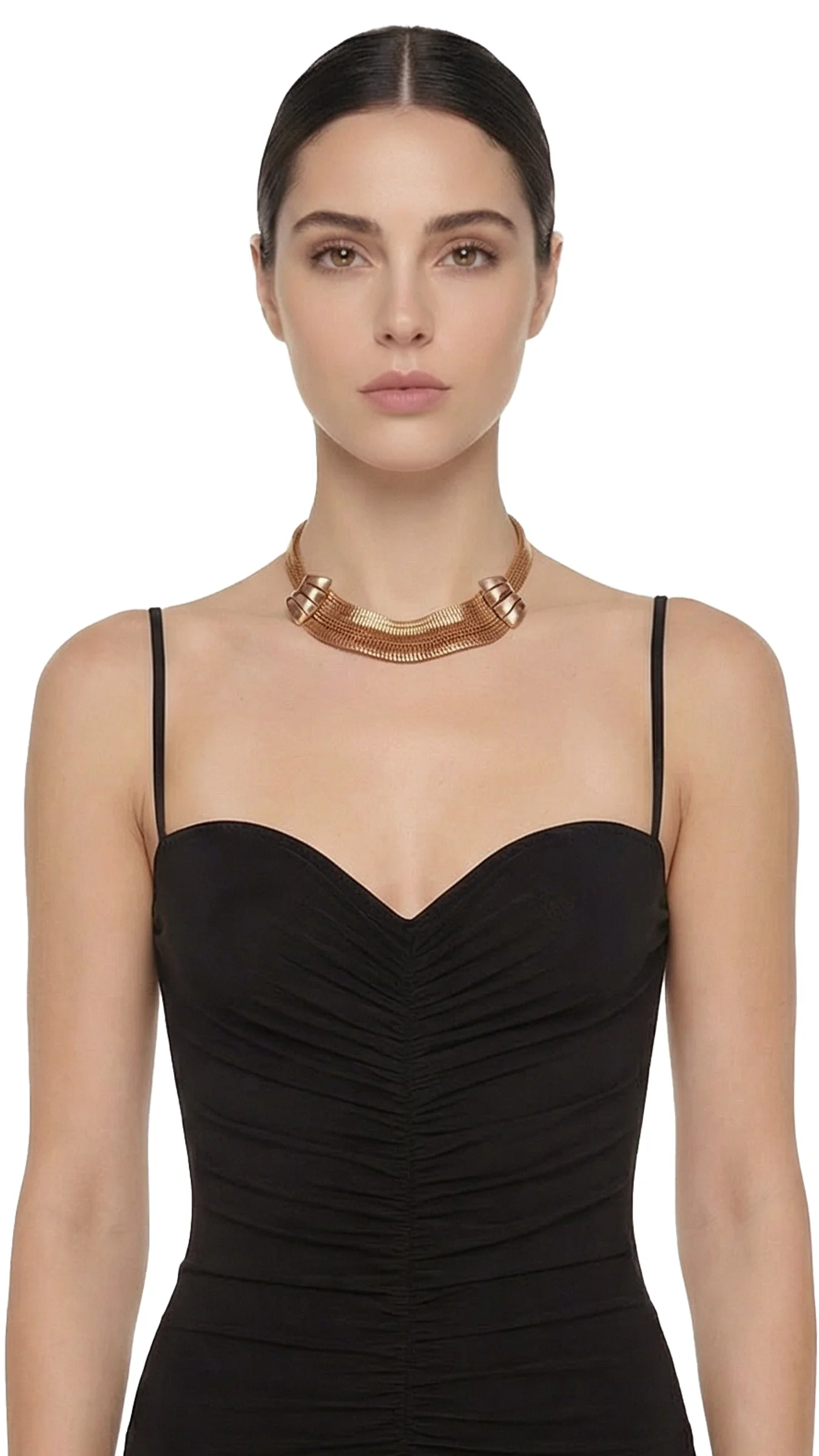 BRASS TIERED CHOKER WITH DETAIL - 1