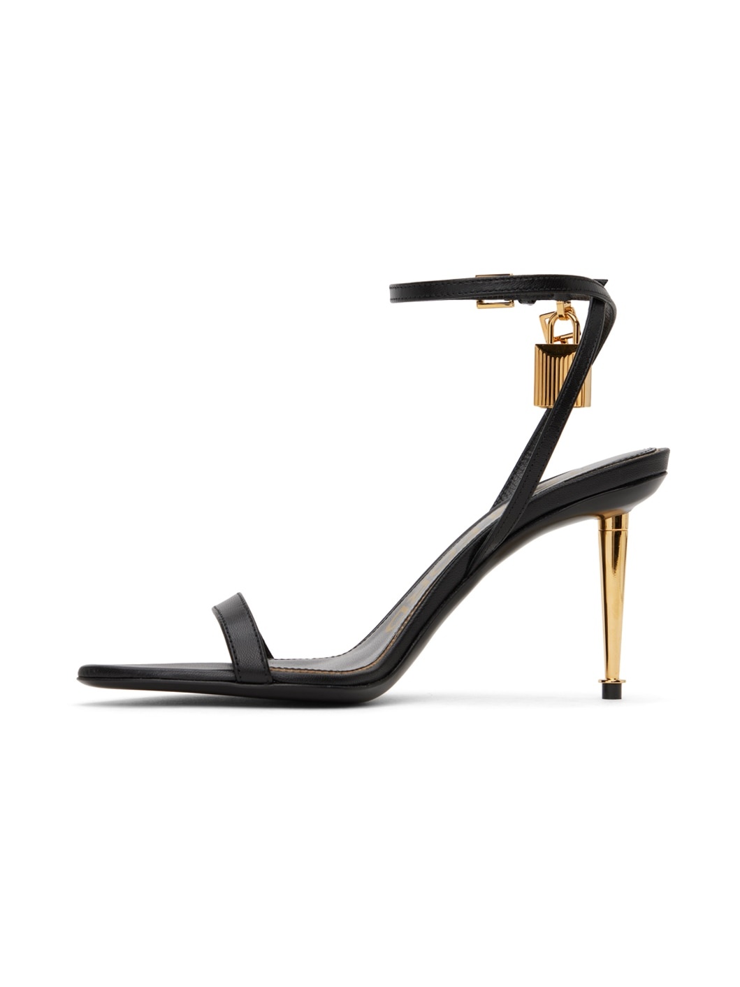 Black Padlock Heeled Sandals - 3