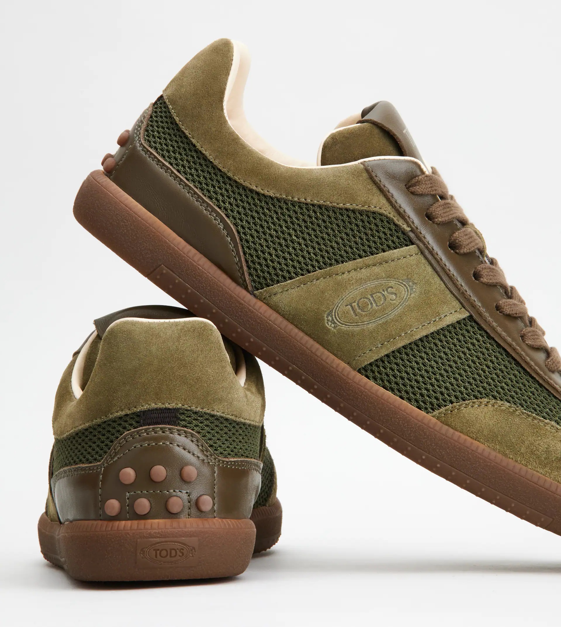 TOD'S TABS SNEAKERS IN SUEDE AND TECHNICAL FABRIC - GREEN - 7