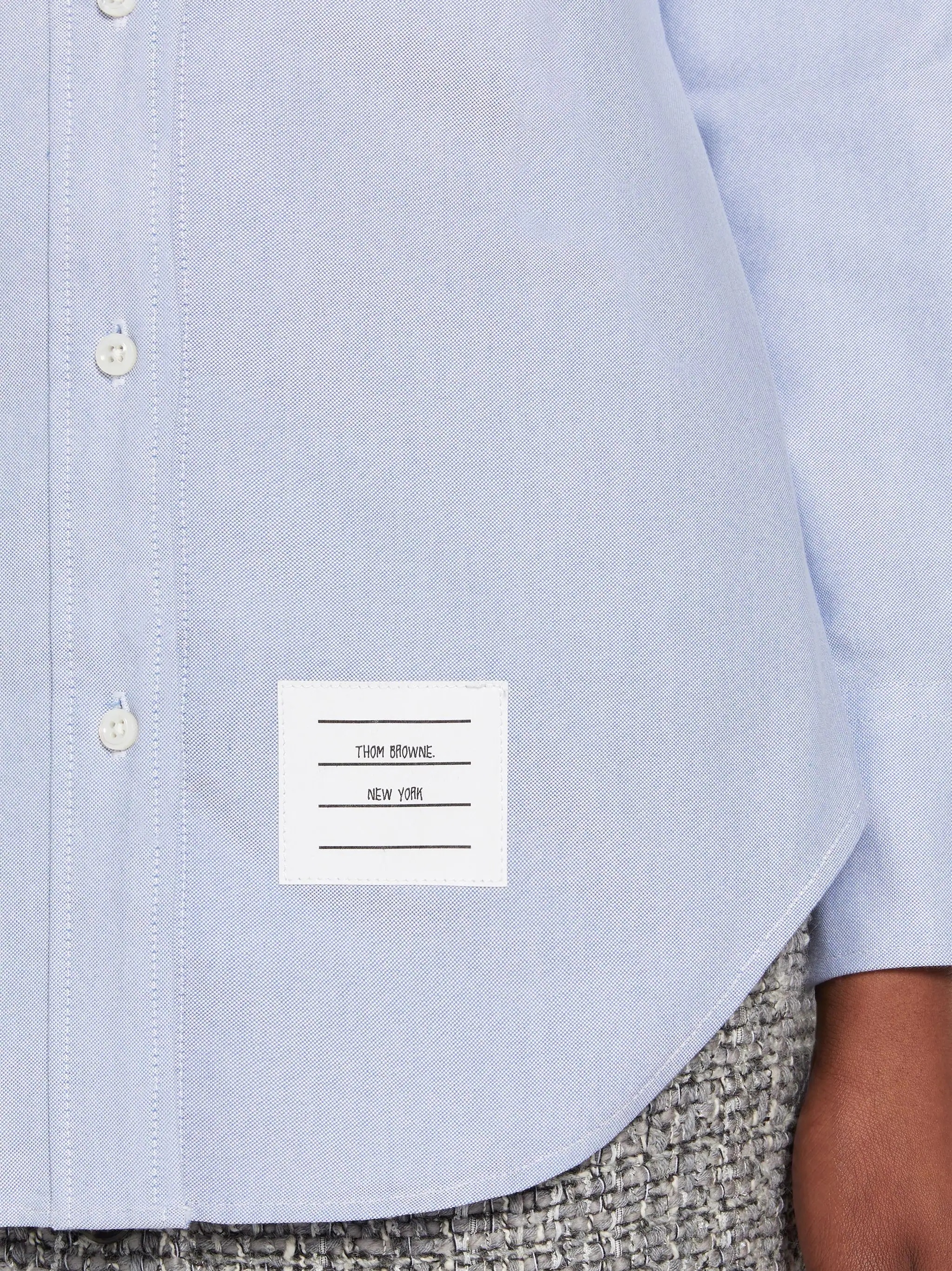 Light Blue Oxford Mesh 4-Bar Classic Round Collar Shirt - 6