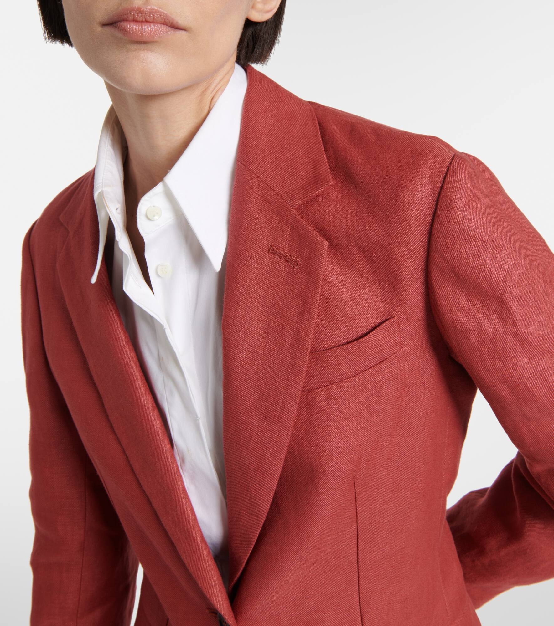 Hemp and linen gabardine blazer - 4