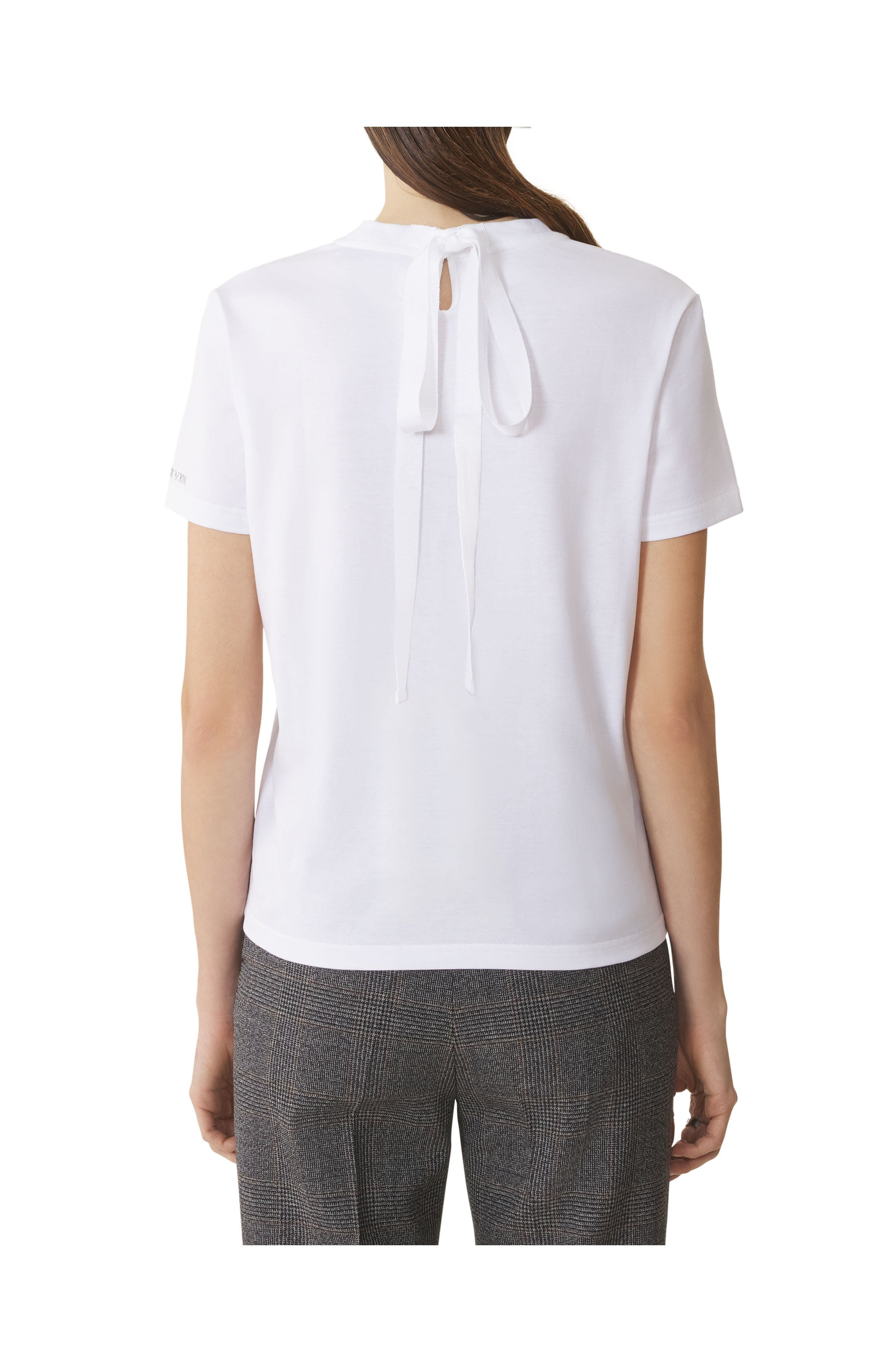Lanvin Cotton T-Shirt With Ribbon Detail in Optic White at Nordstrom - 4